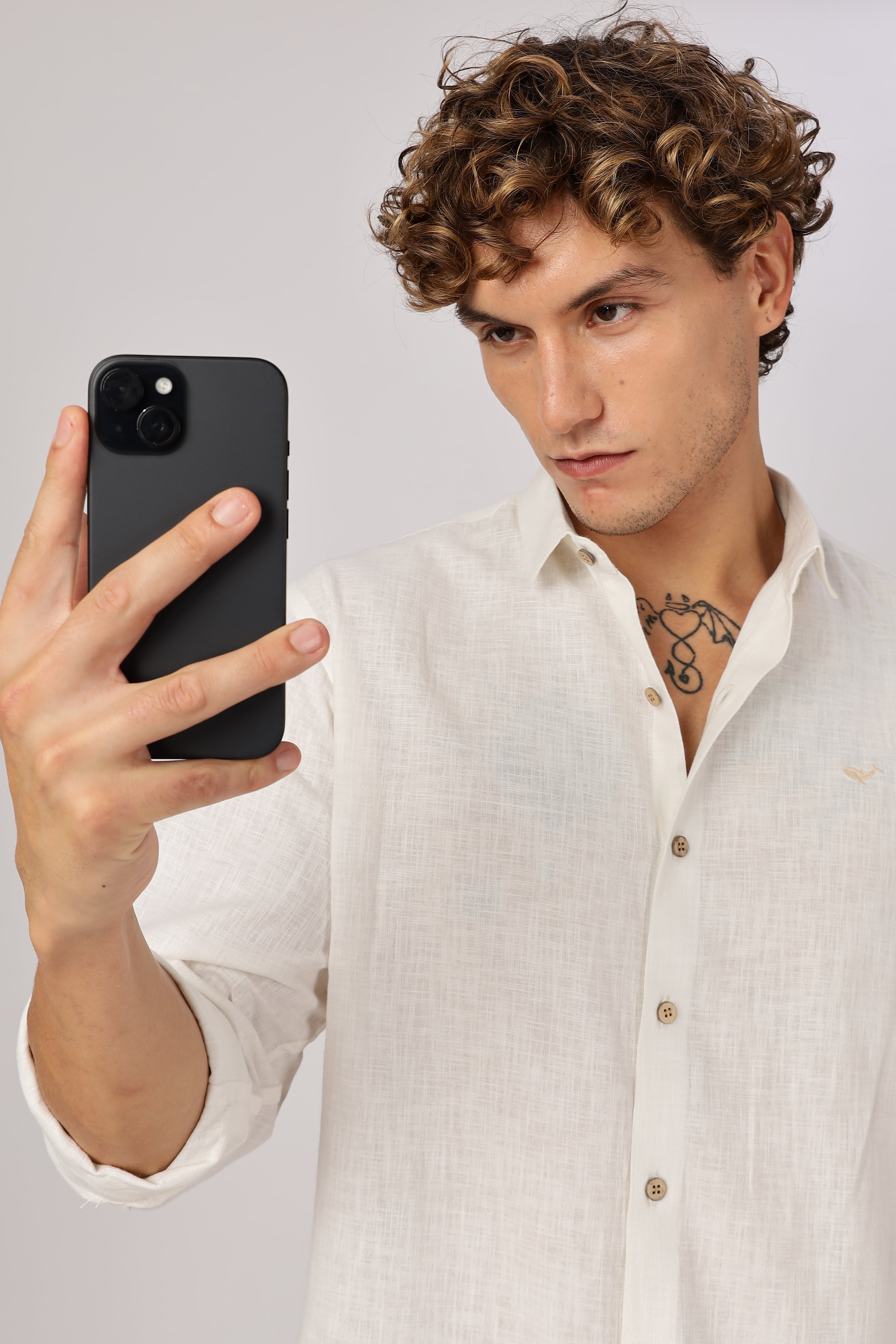 Dublin Ivory 100% Cotton Mock-Linen Essential Shirt