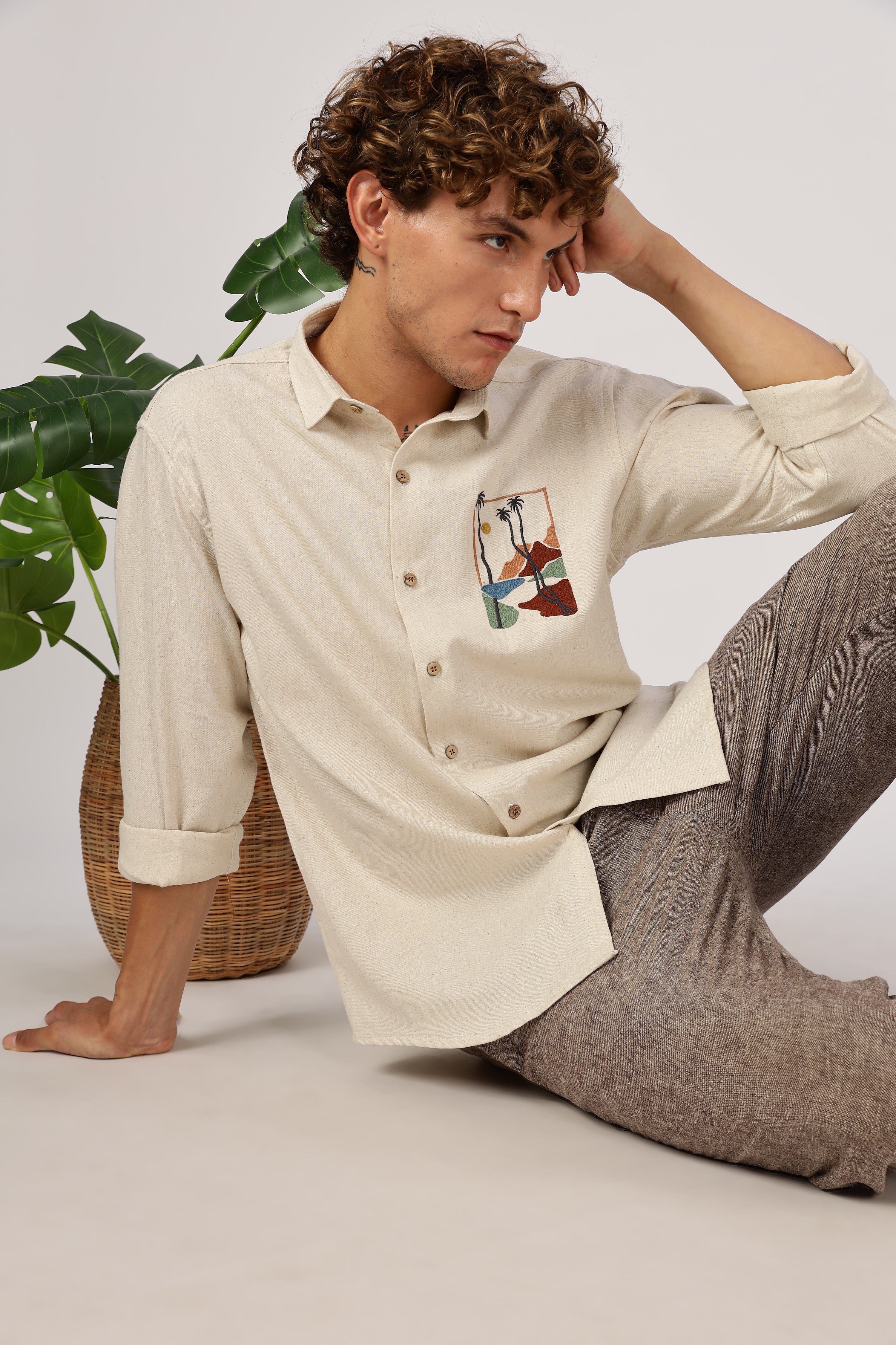 Sundowner Beige Mirage Embroidered Shirt