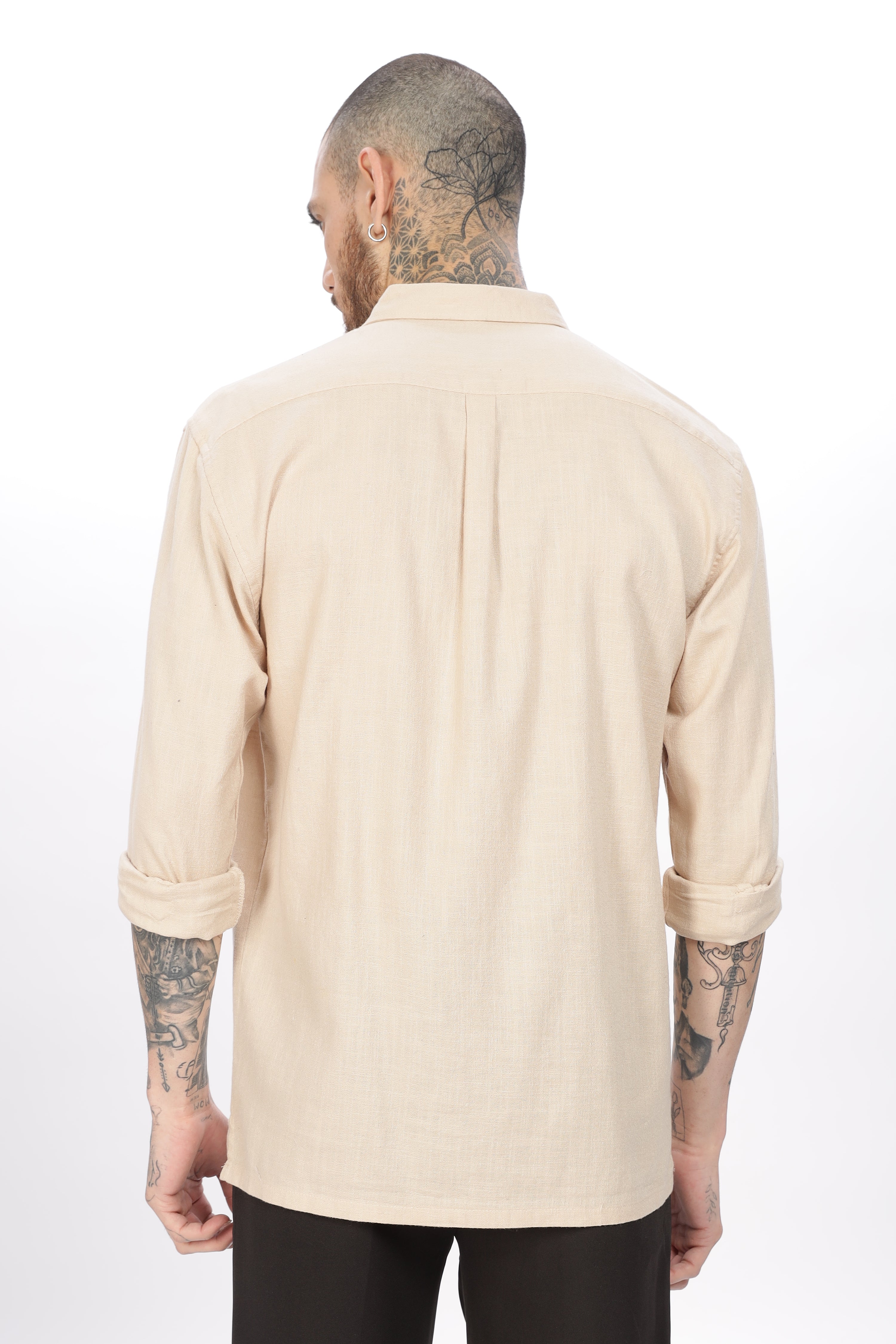 Cavallo Beige Full Sleeves Embroidery Shirt