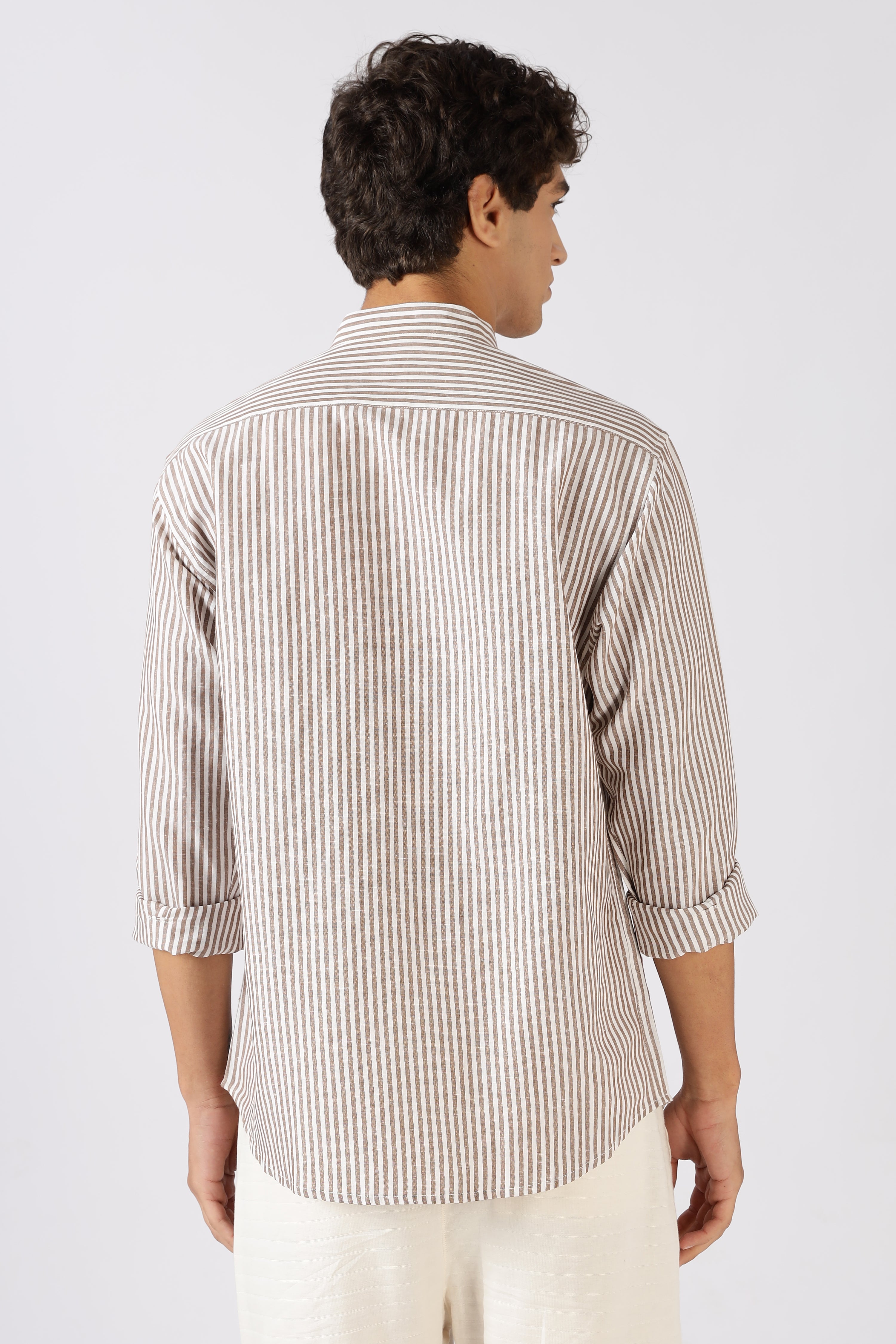 Harbor Stripe Mandarin Collar Shirt