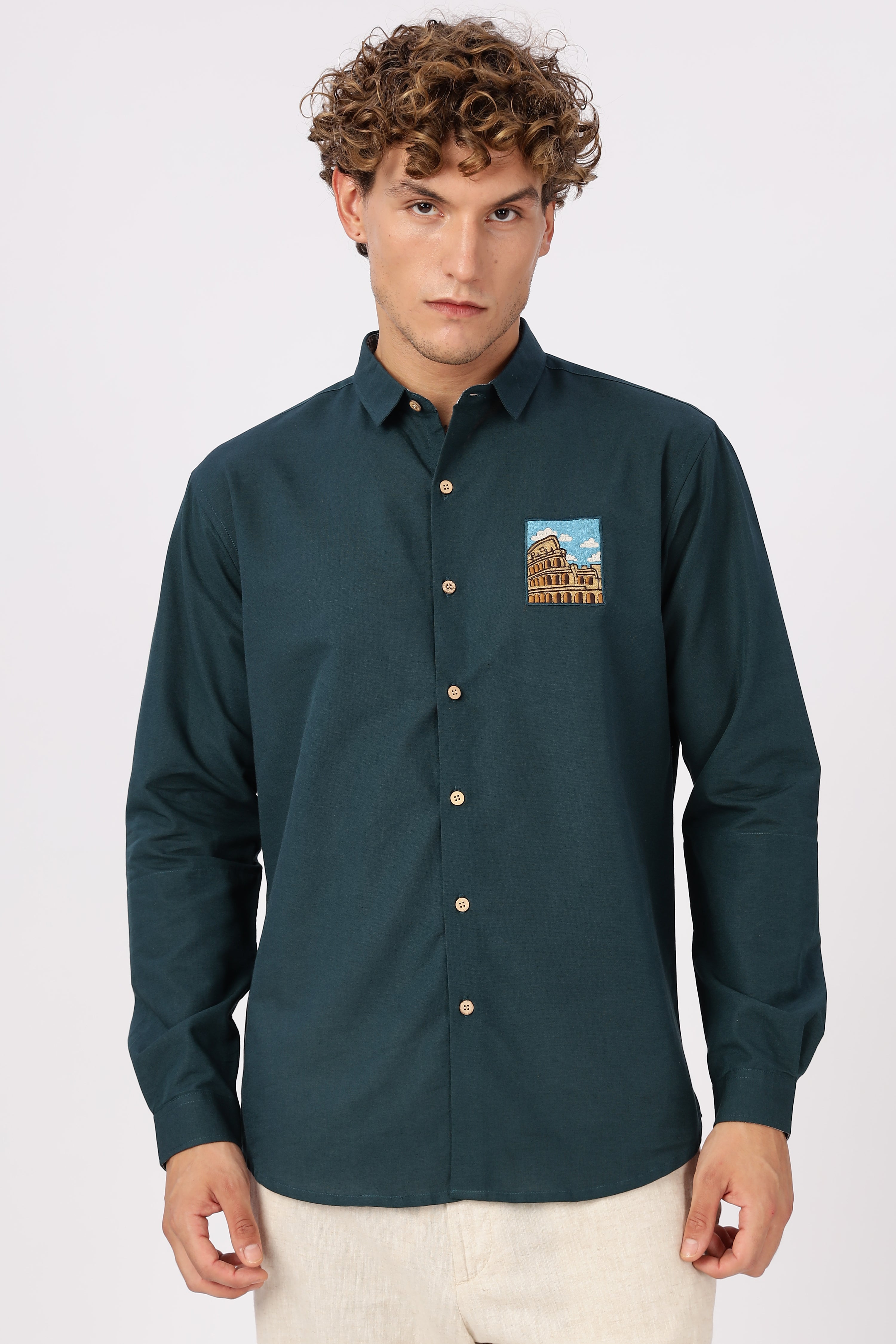 Roman Colosseum Vista Embroidered Shirt