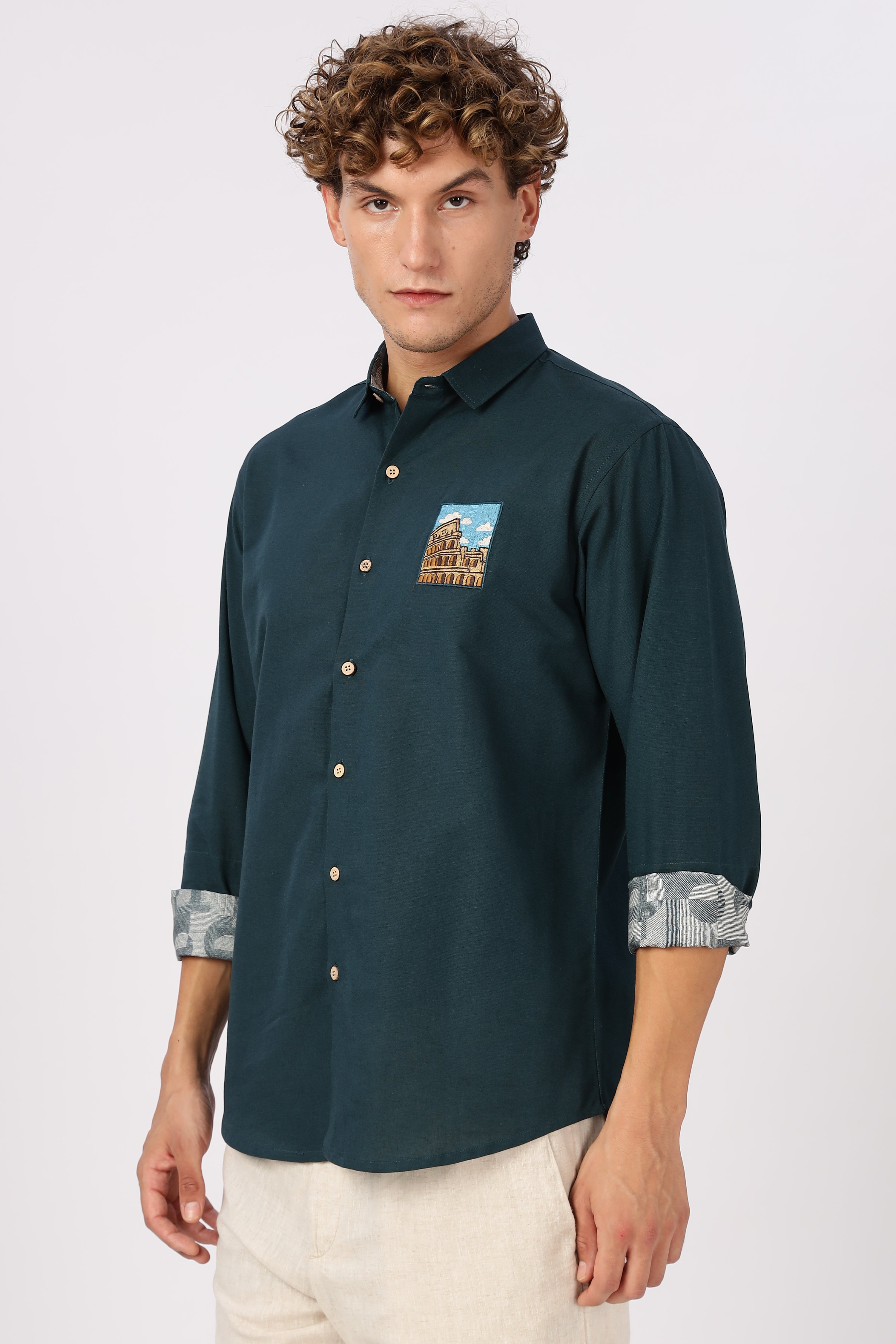 Roman Colosseum Vista Embroidered Shirt