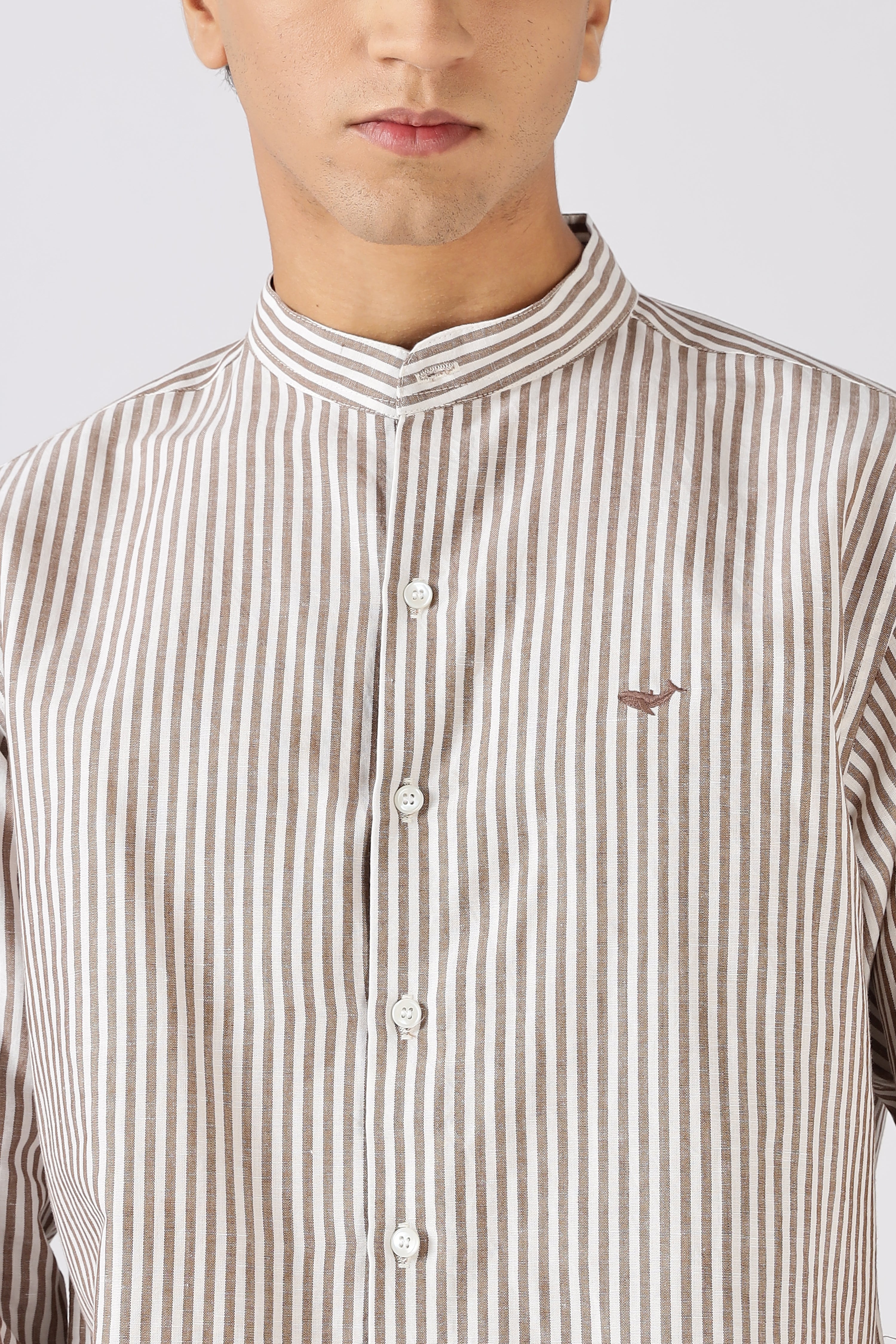 Harbor Stripe Mandarin Collar Shirt