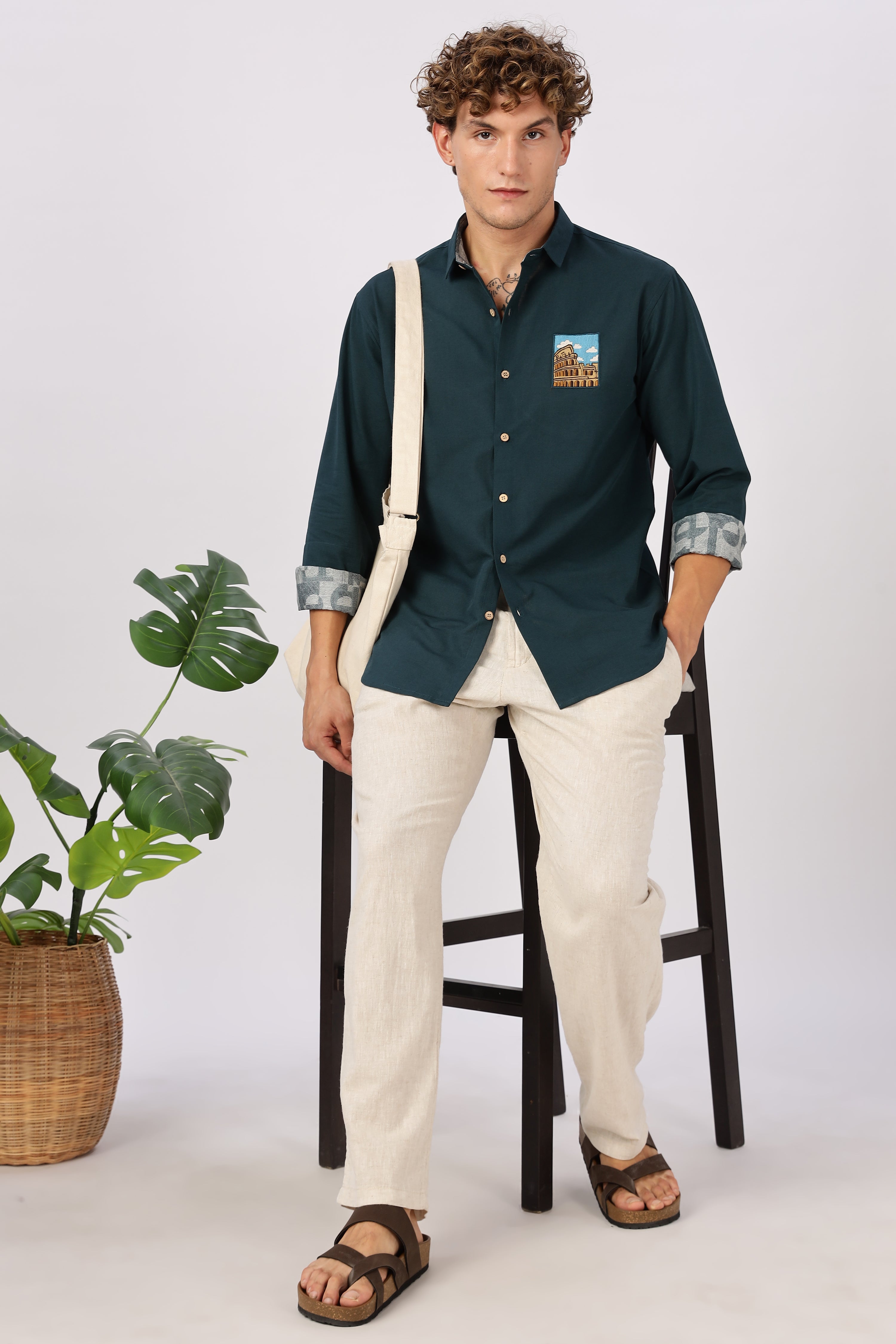 Roman Colosseum Vista Embroidered Shirt