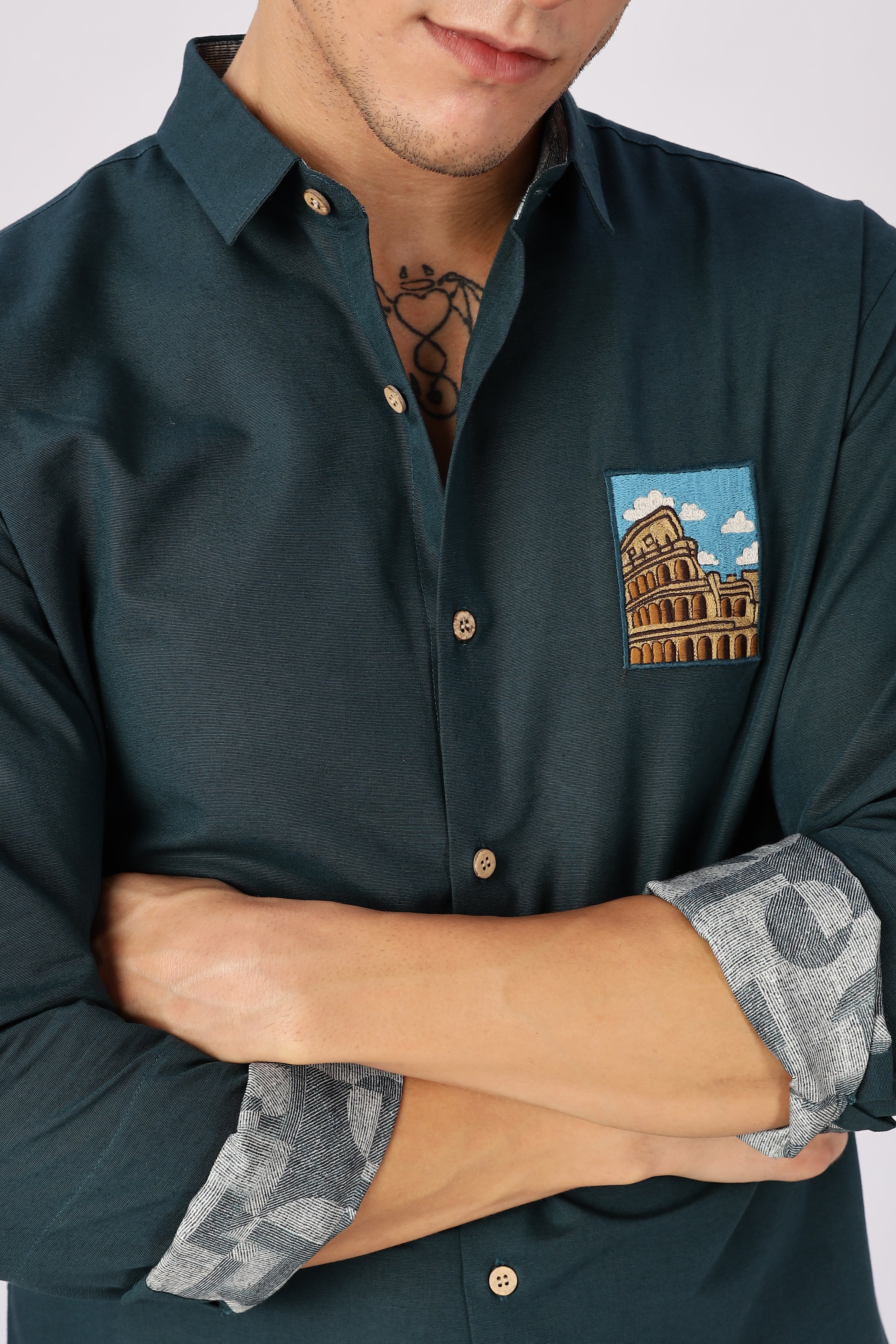 Roman Colosseum Vista Embroidered Shirt