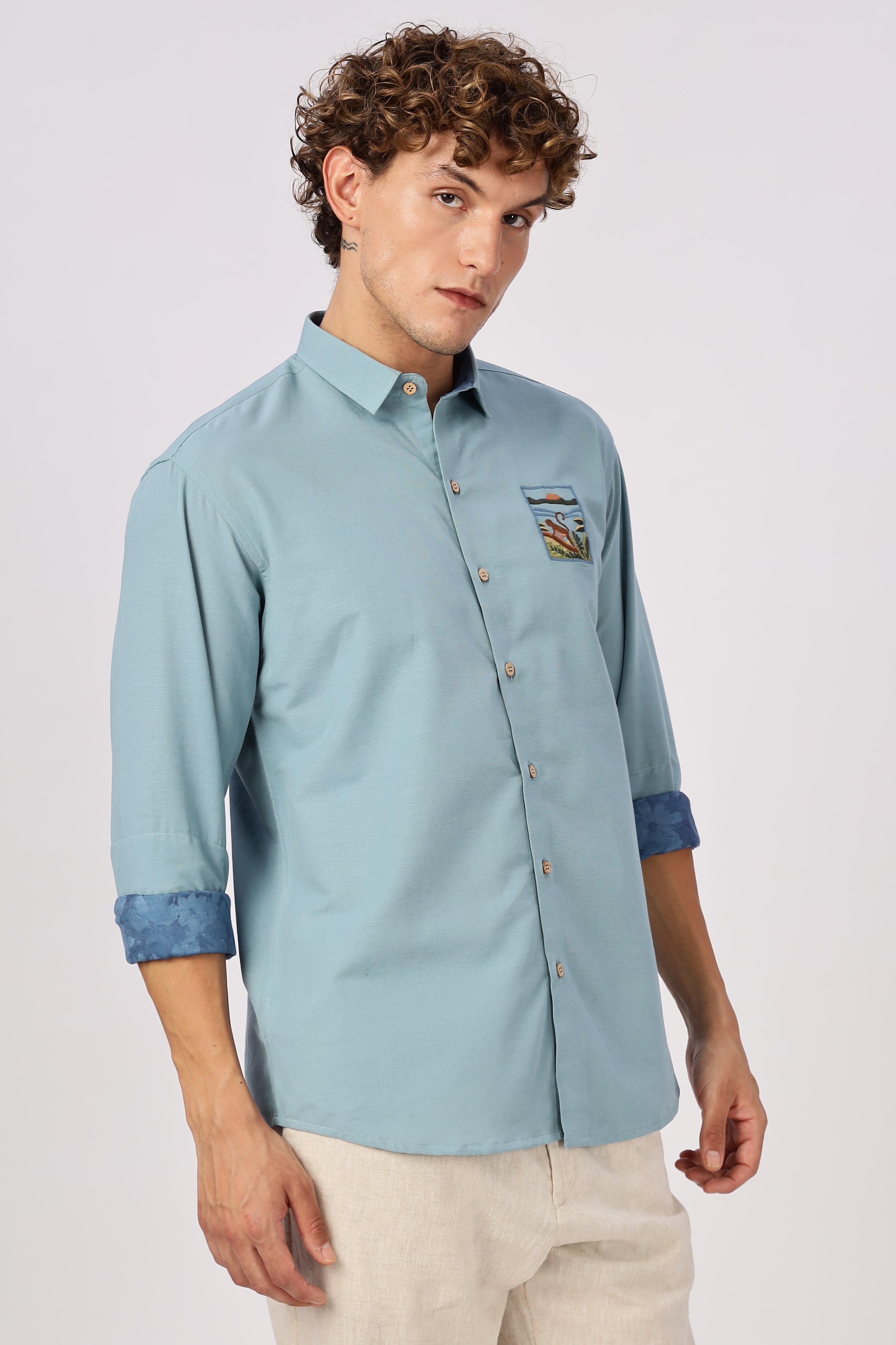 Wildscape Sunset Monkey Vista Cotton Shirt