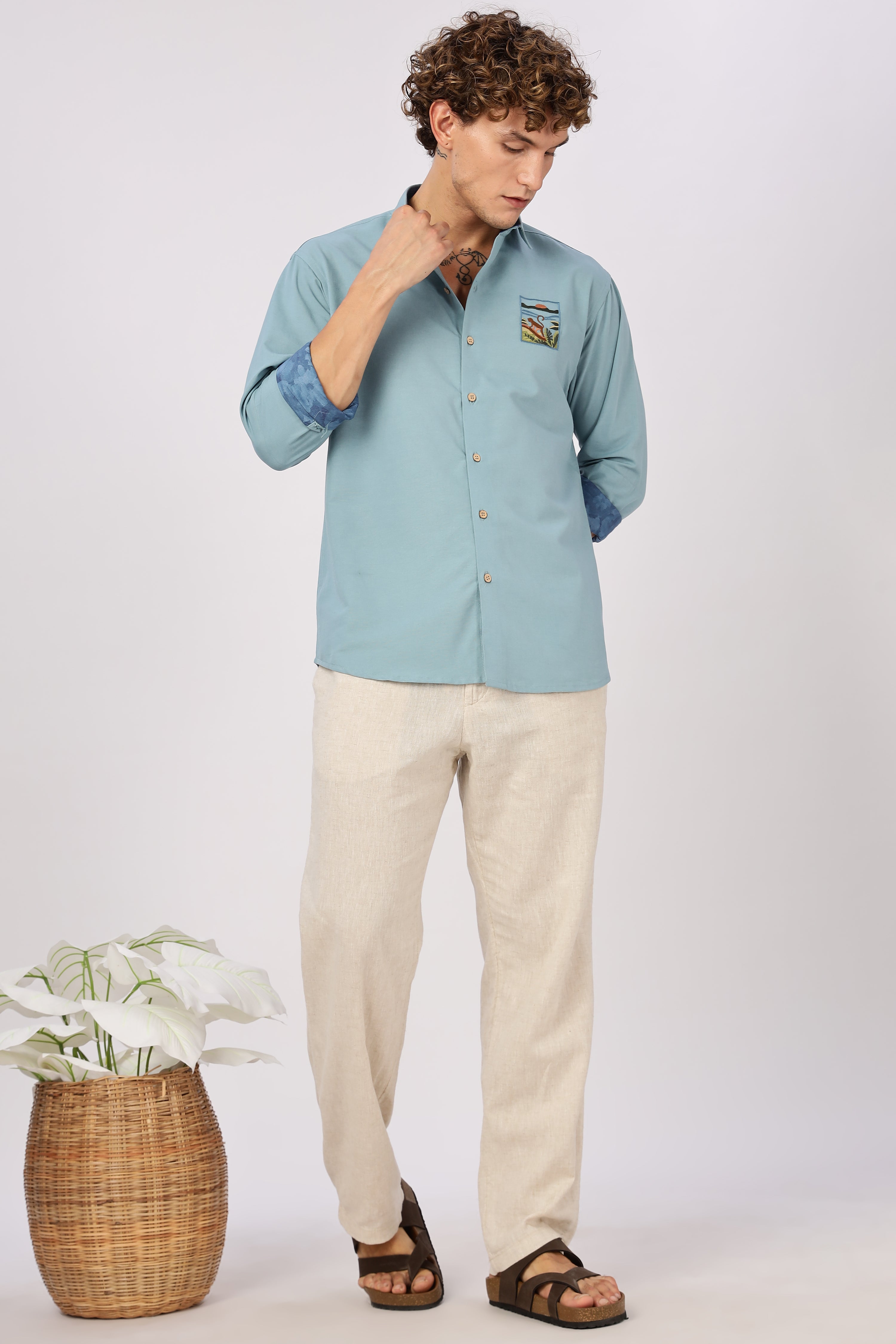 Wildscape Sunset Monkey Vista Cotton Shirt