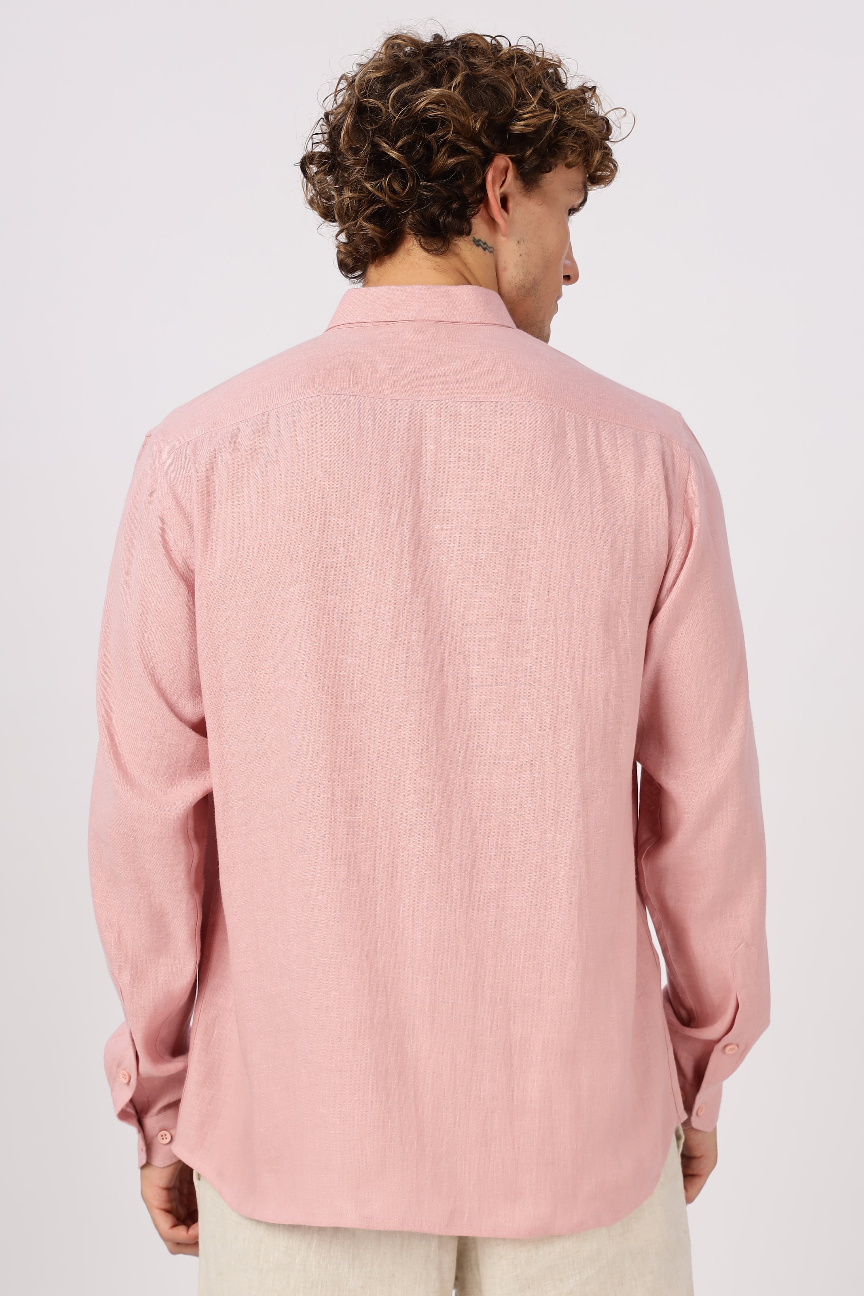 Pink 100% Linen 44 Lea Shirt