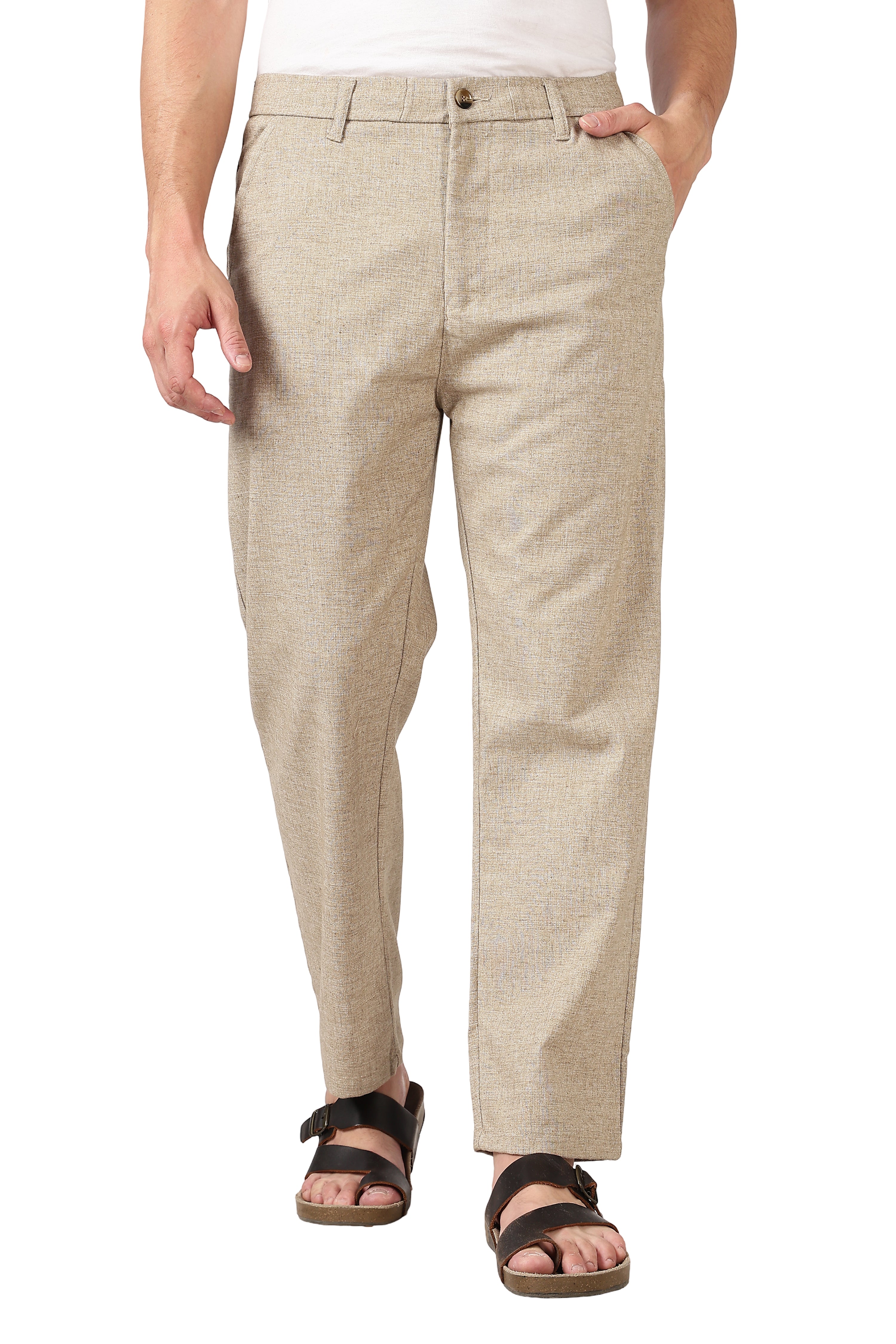 Linen-style 100% Cotton Straight Fit Khaki Pant