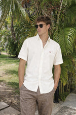 Quiet Coast Cotton-Linen Regular Fit White Shirt