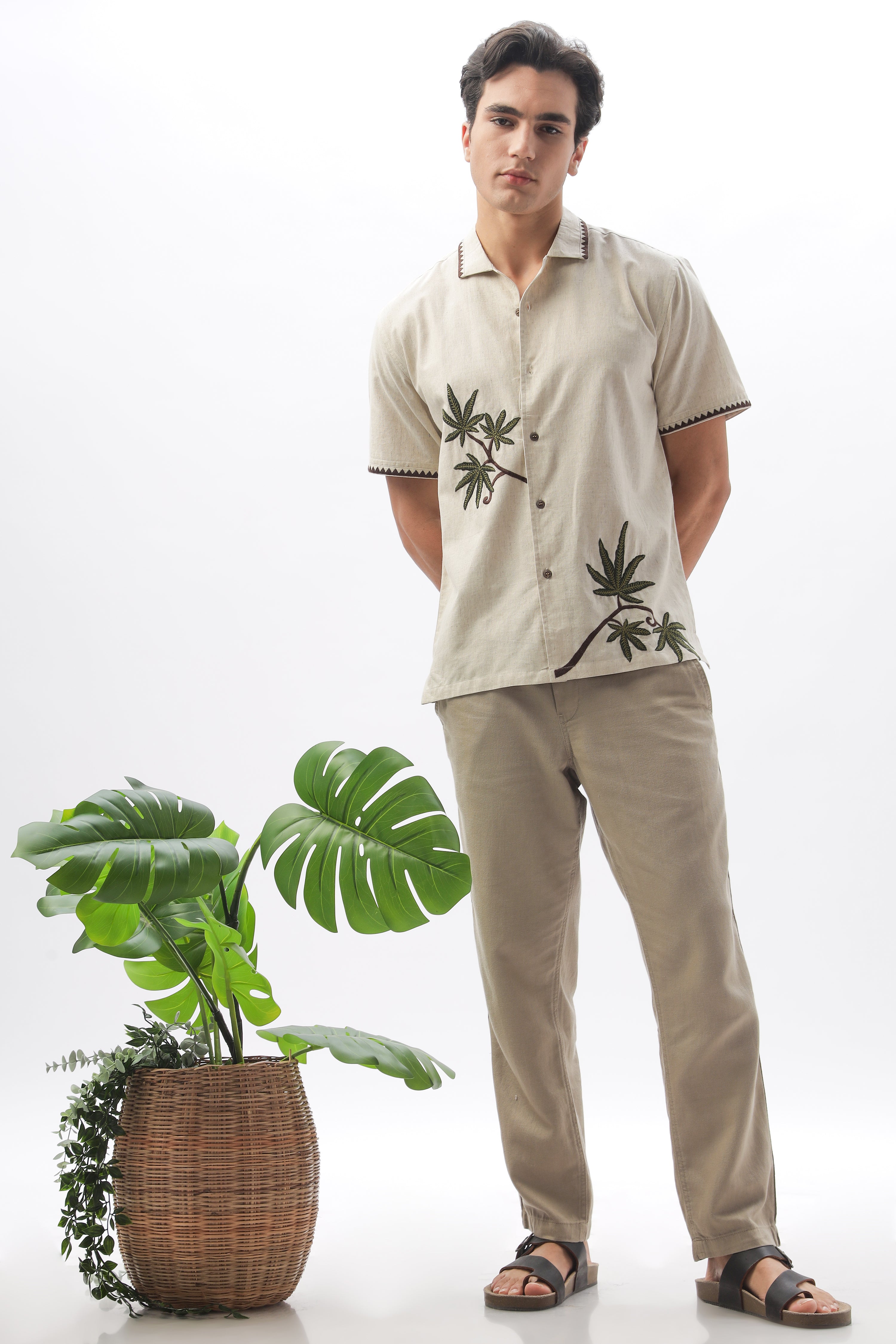 Cannabis Sativa Intricate Embroidery Shirt