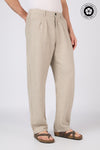 Amaterasus 100% Pure Linen(no blend) Straight Pleated Sandstone Pants