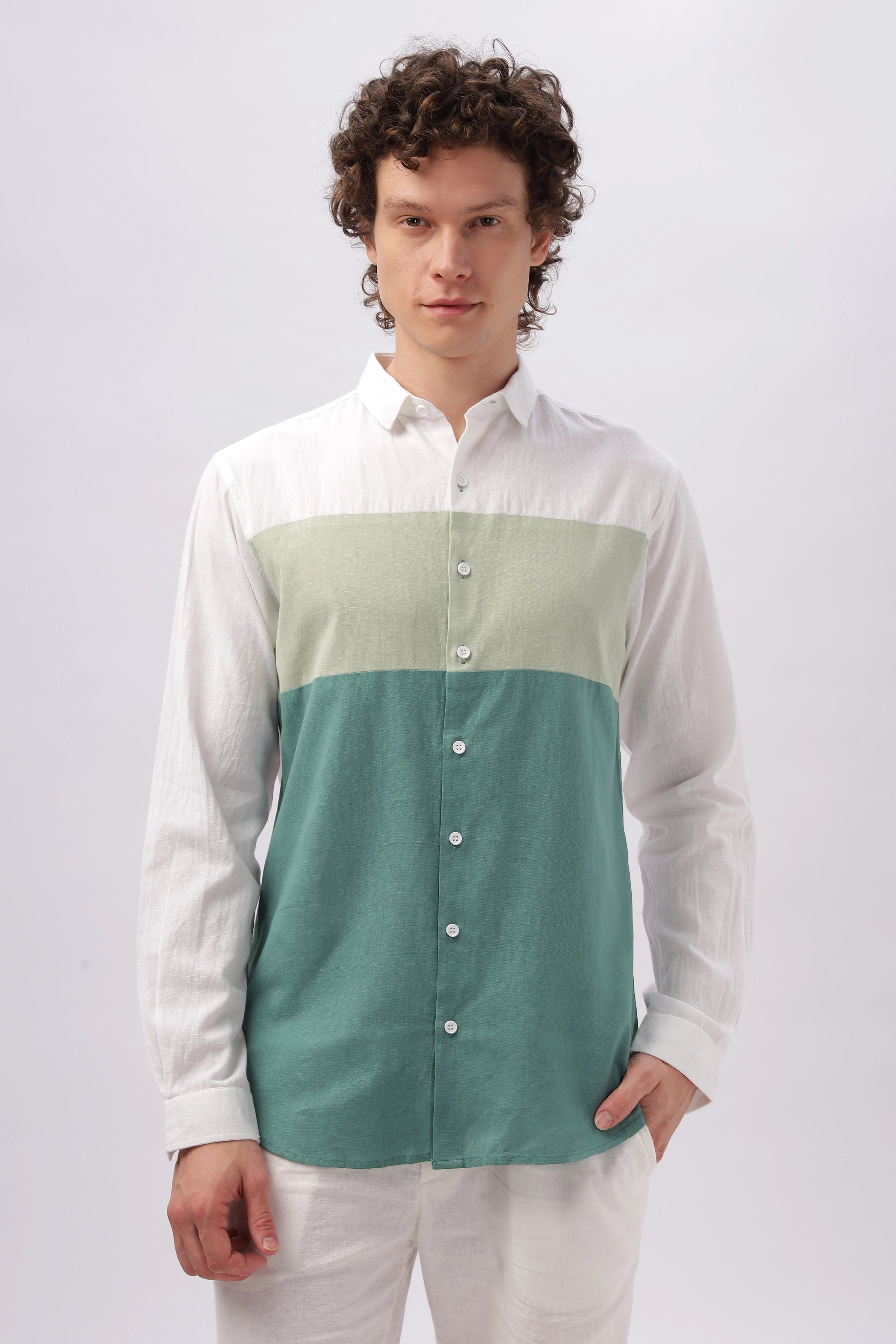 Cut & Sew Amalfi Hue Cotton Shirt