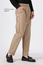 Chronos Italian Style Khaki Pleated Straight Fit Pants