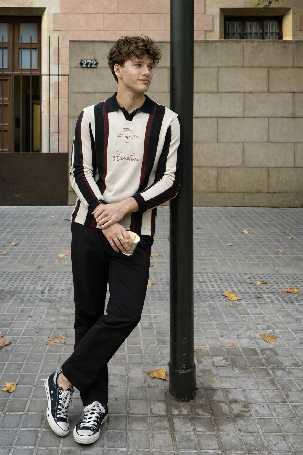 Heritage Crest Cream Striped Knit Polo