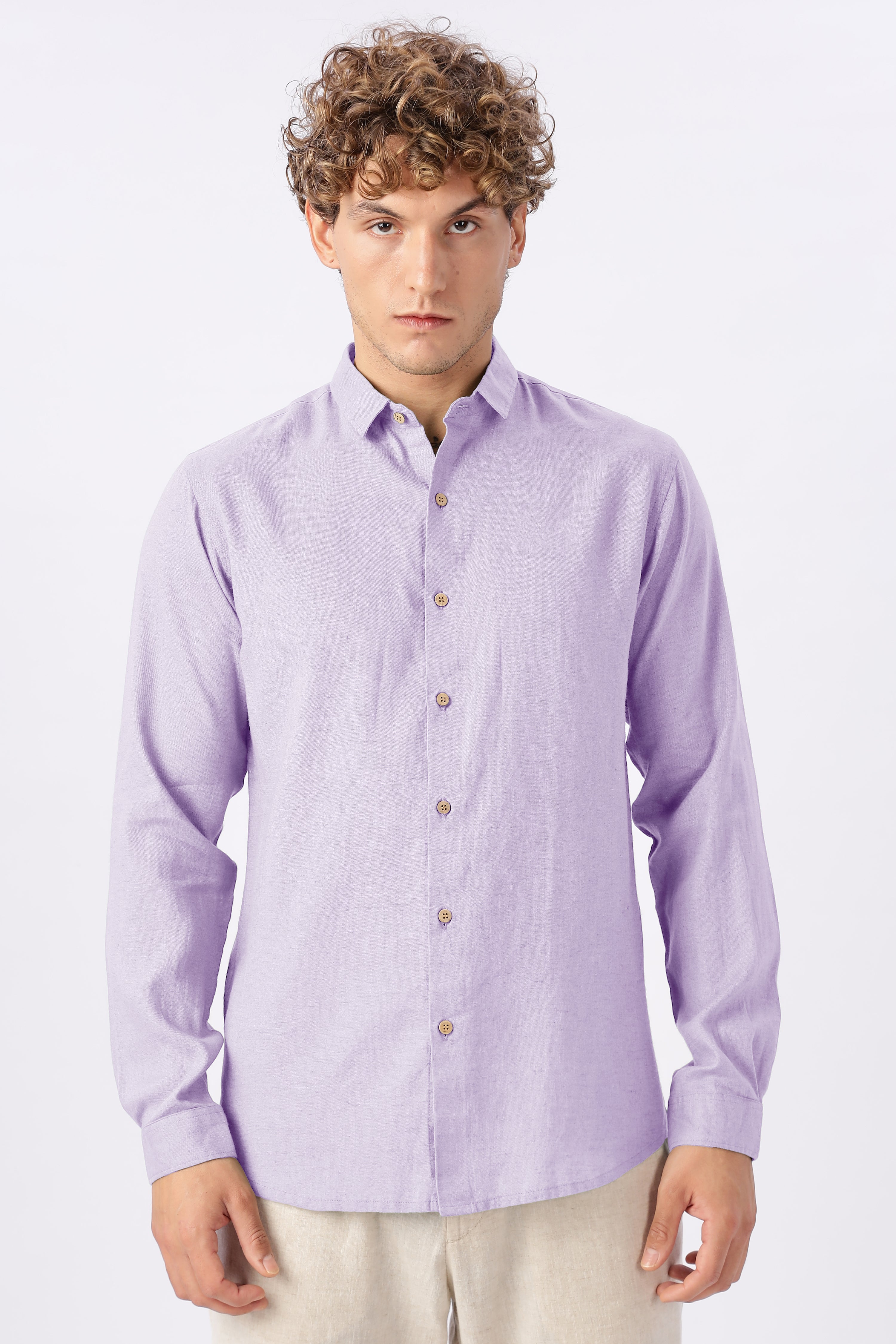 Lavender Ease 30% Linen Regular Fit Shirt