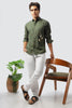 Istanbul Crane Cotton Regular Fit Green Embroidery Shirt