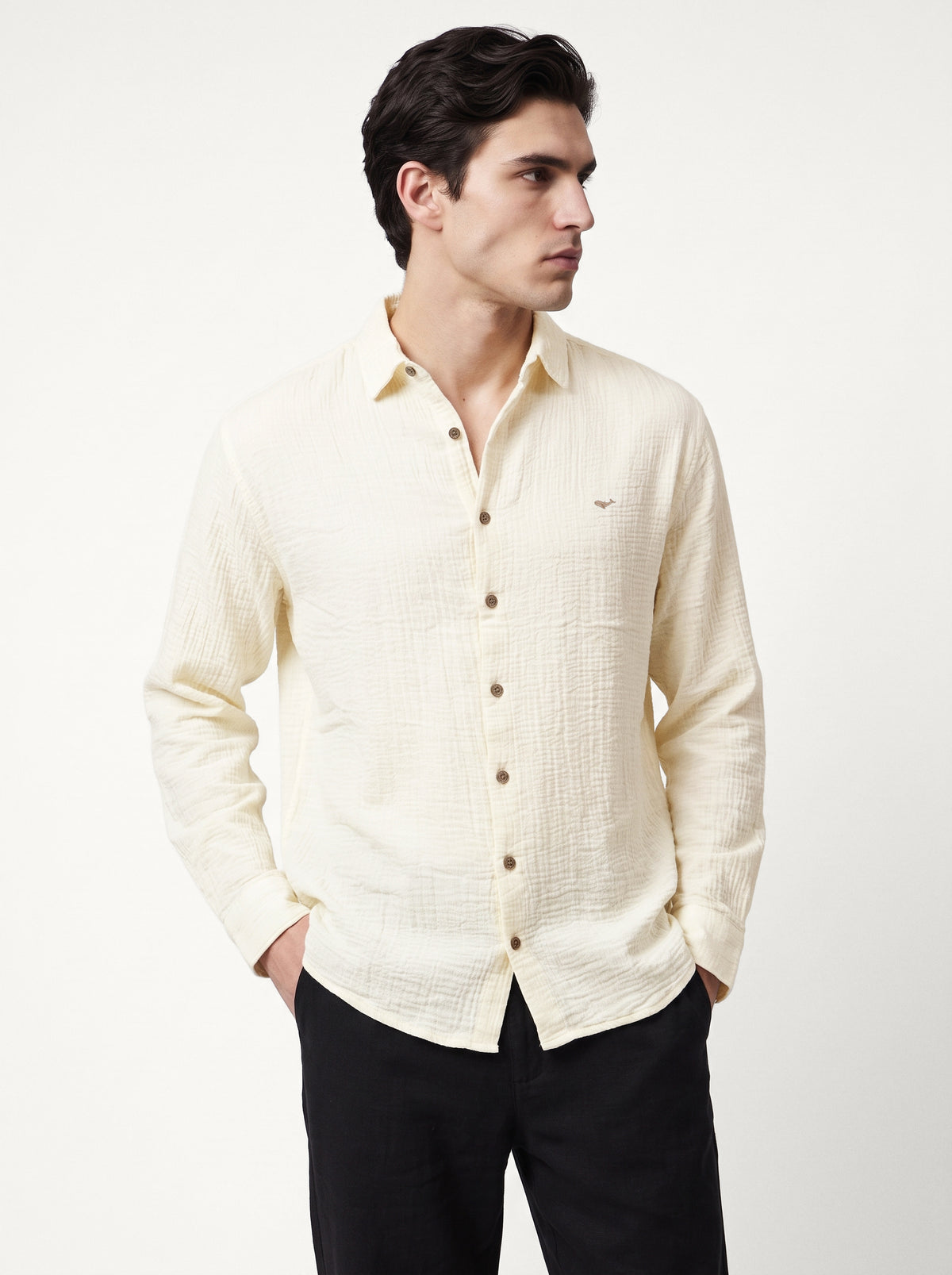 Bombay Beige Textured Double Cloth 100% Cotton Shirt