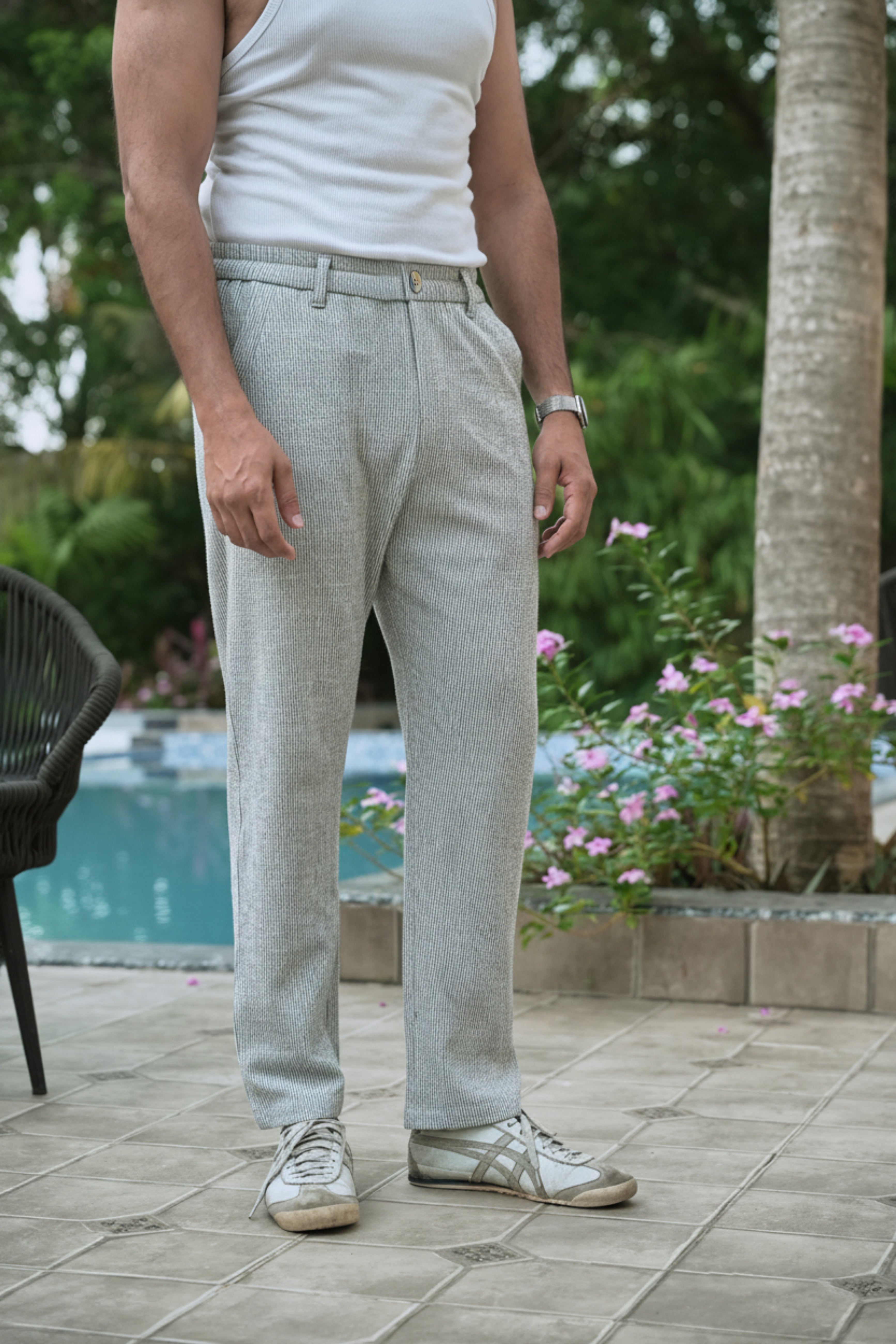 Seer Sucker 100% Cotton Straight Fit Green Pant