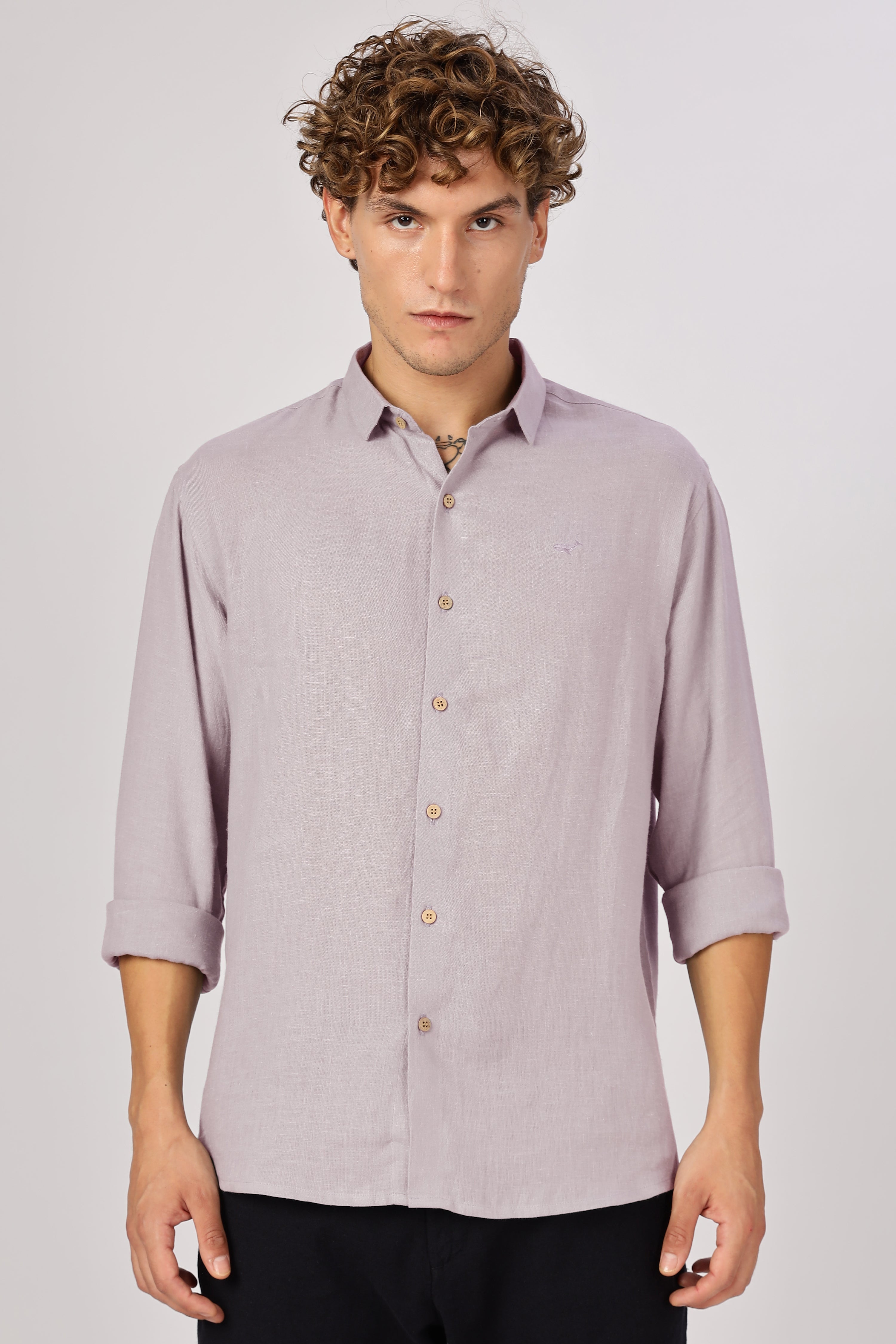 Dusty Purple 100% Linen 44 Lea Shirt
