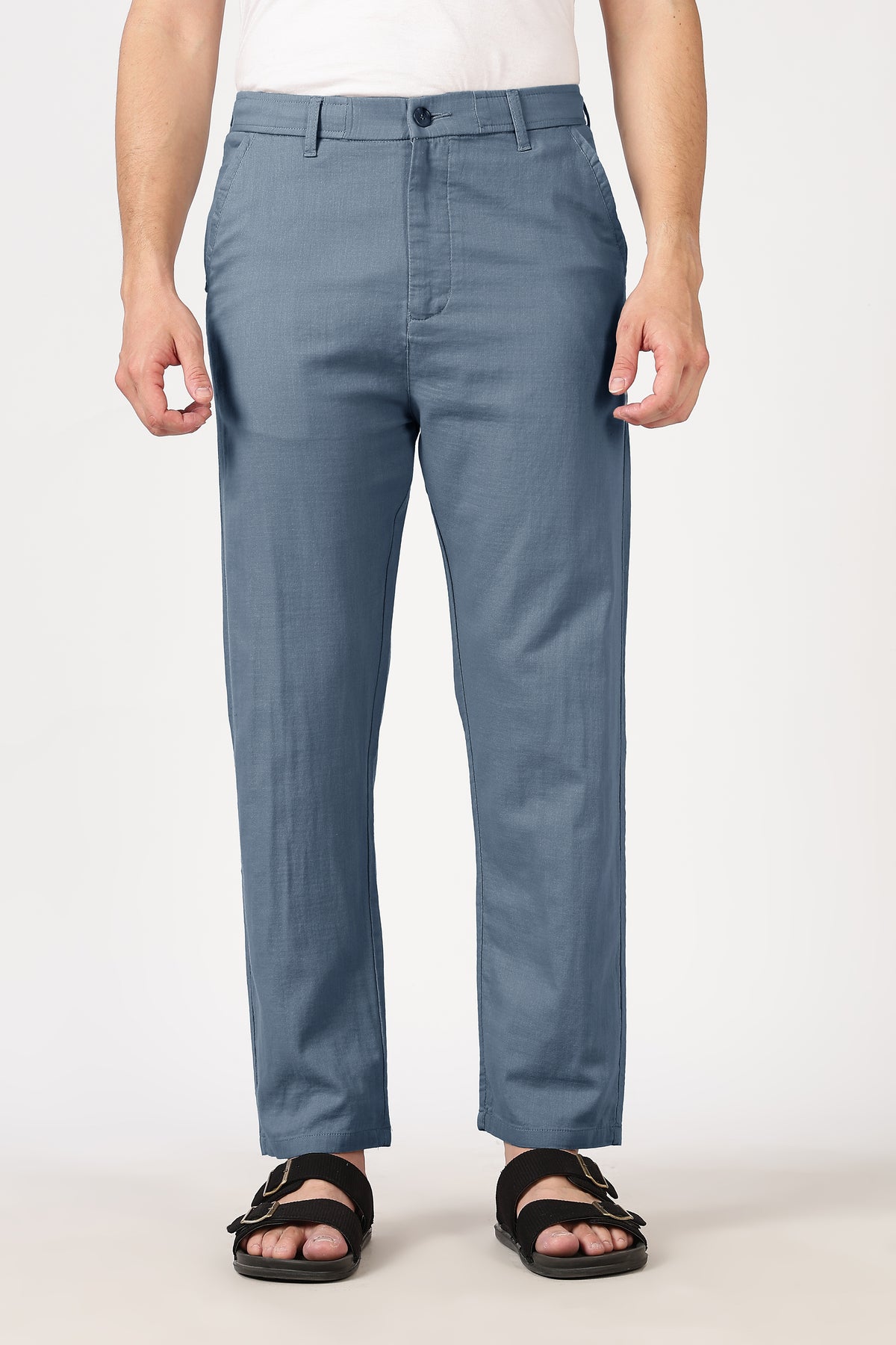 Buy Linen-style 100% Cotton Straight Fit Mint Blue Pant - Hamptons