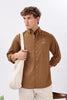 Baku Brown Cotton Box Fit Embroidery Shirt