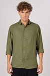 Green 100% Linen 44 Lea Shirt