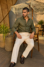 Green 100% Linen Cotton Co-ordinated Outfits for Mens