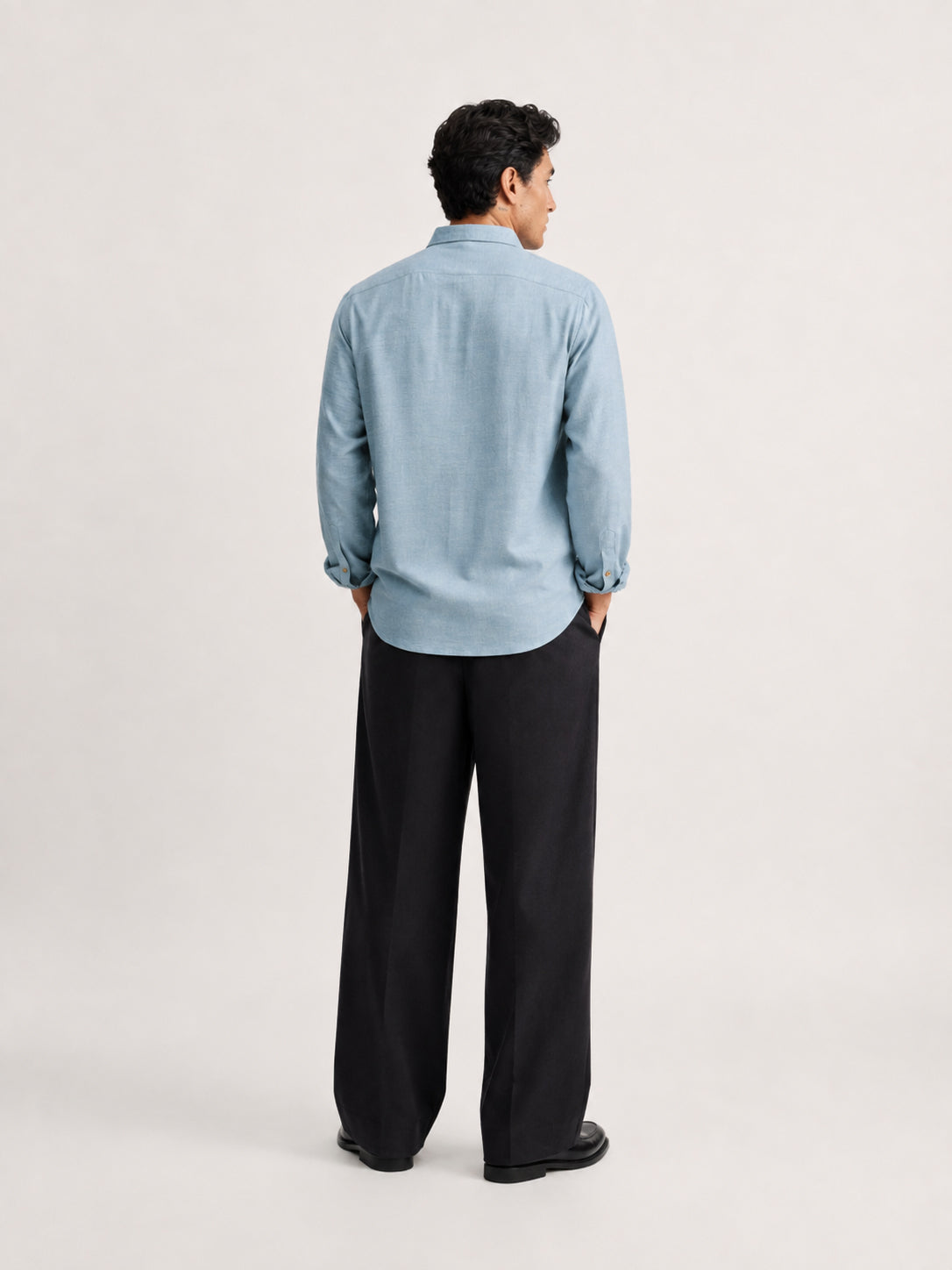 Palm Cove Breeze Cotton Regular Fit Blue Embroidered Shirt