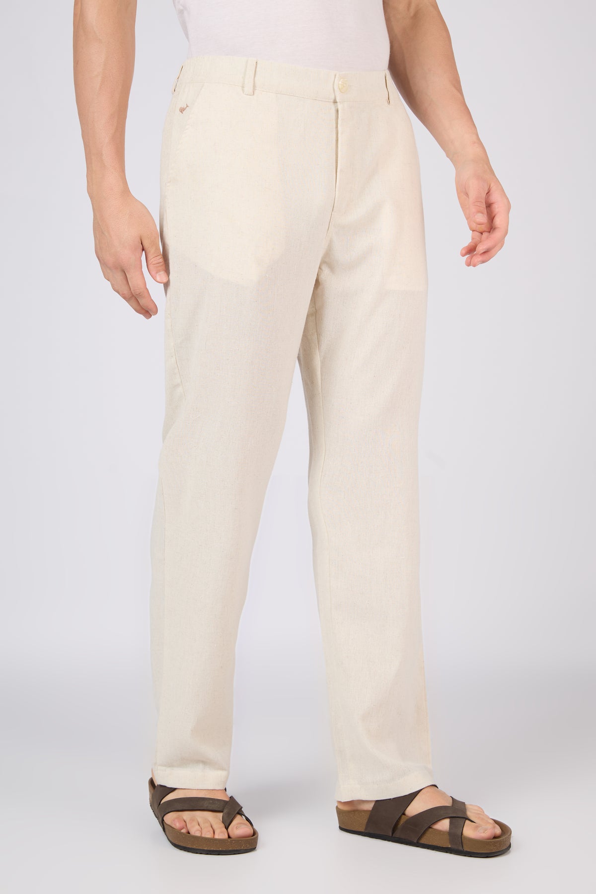 Sterling Linen-style 100% Cotton Straight Fit Beige Pants