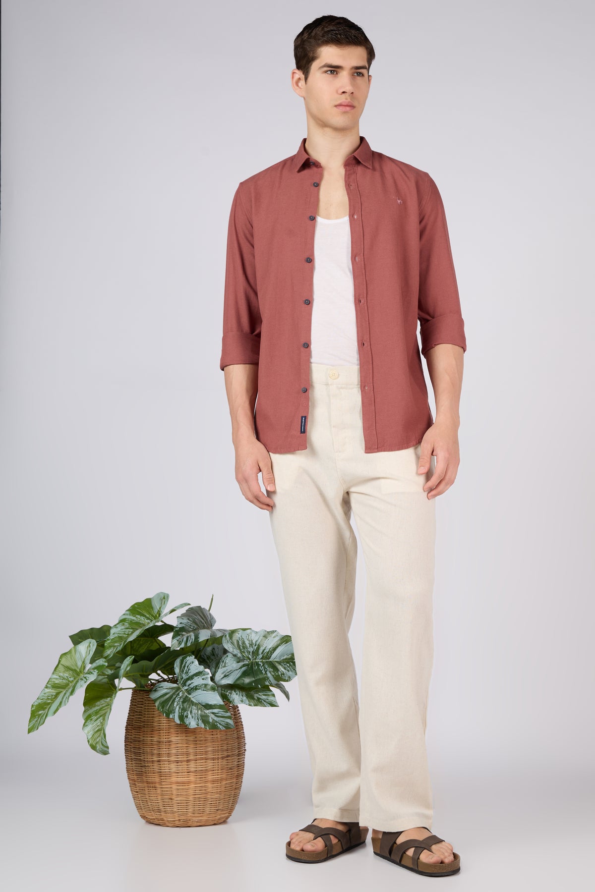 Sterling Linen-style 100% Cotton Straight Fit Beige Pants