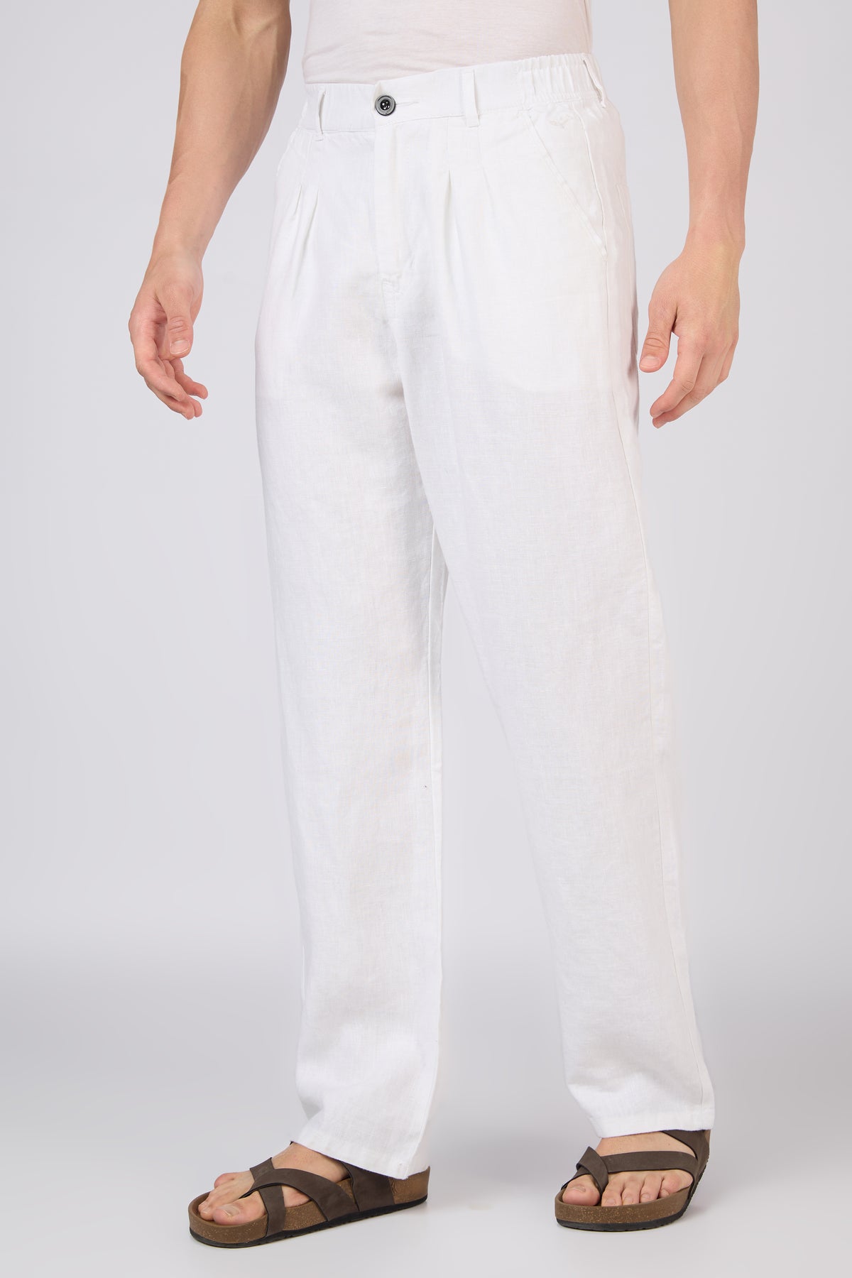 Amaterasus 100% Pure Linen(no blend) Straight Fit White Pants
