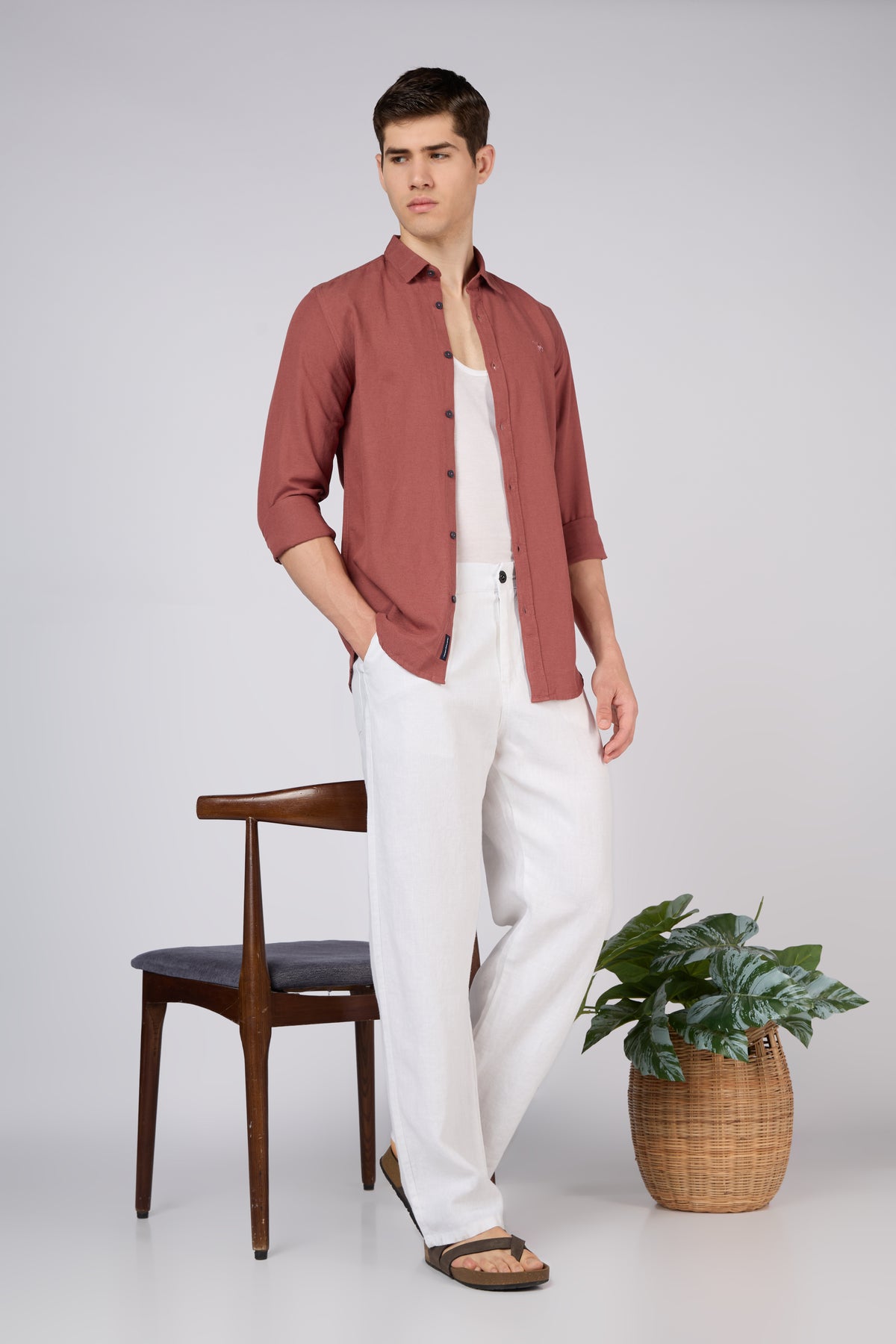 Amaterasus 100% Pure Linen(no blend) Straight Fit White Pants