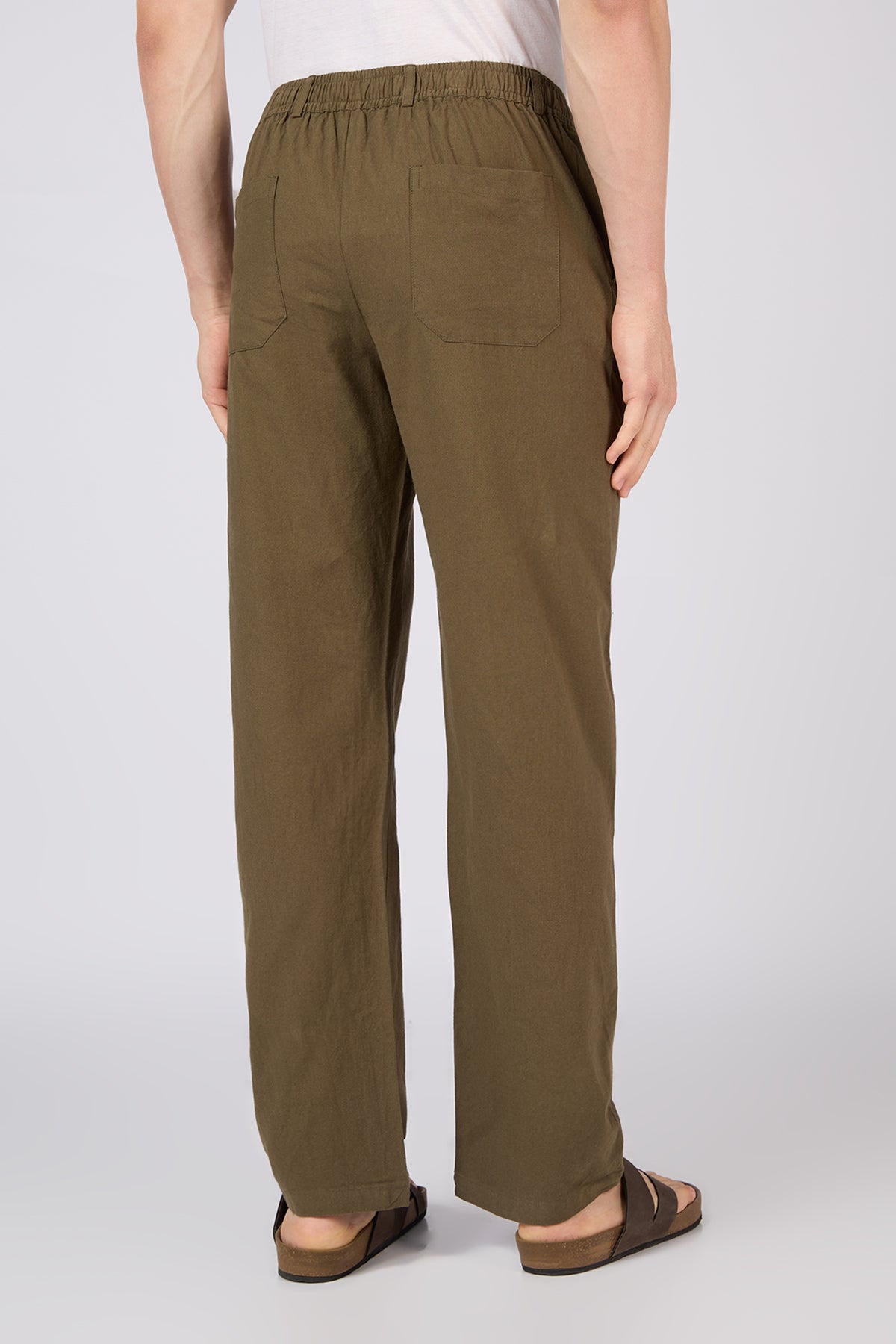 Aphrodite Linen-style 100% Cotton Straight Fit Olive Pants