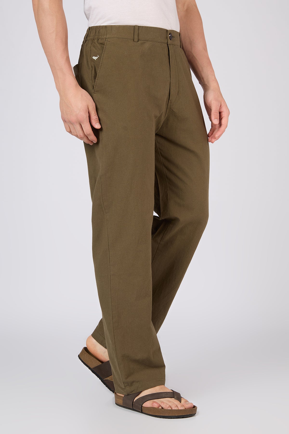Aphrodite Linen-style 100% Cotton Straight Fit Olive Pants
