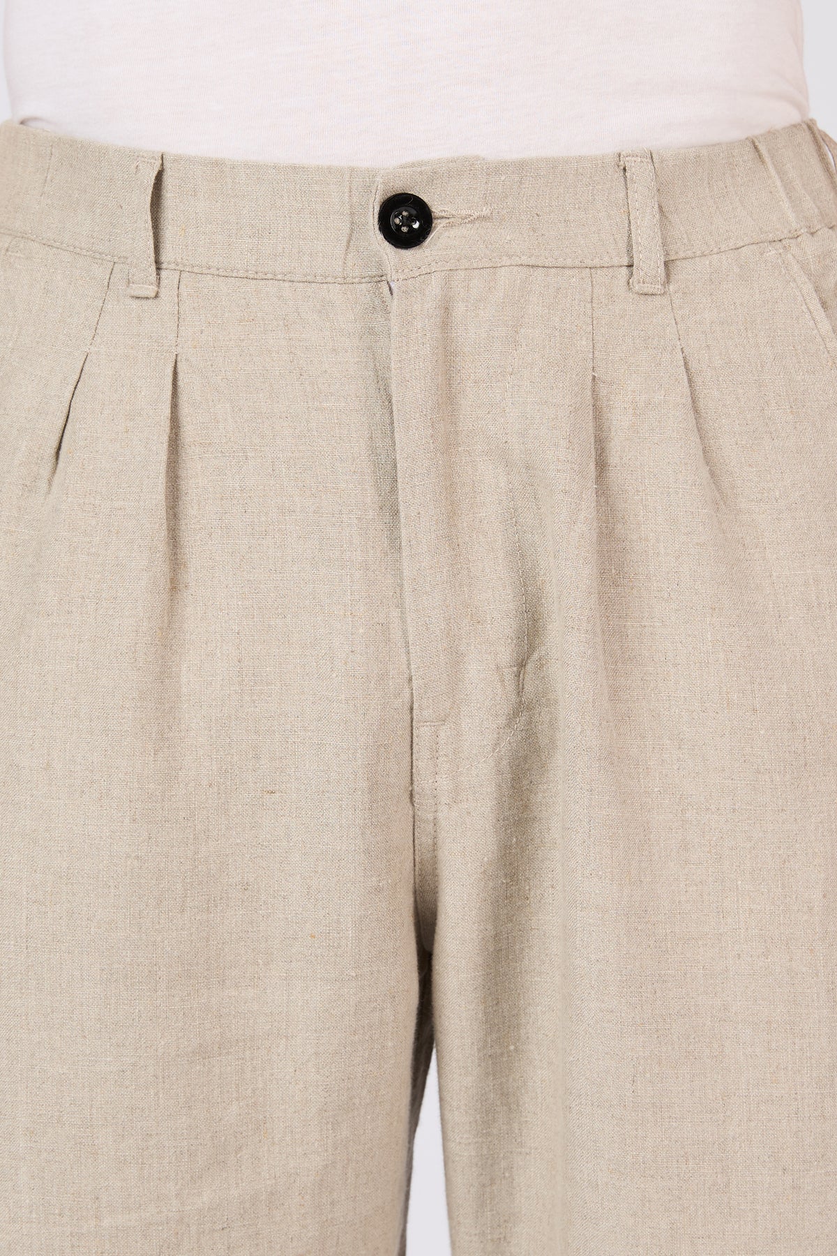 Amaterasus 100% Pure Linen(no blend) Straight Pleated Sandstone Pants