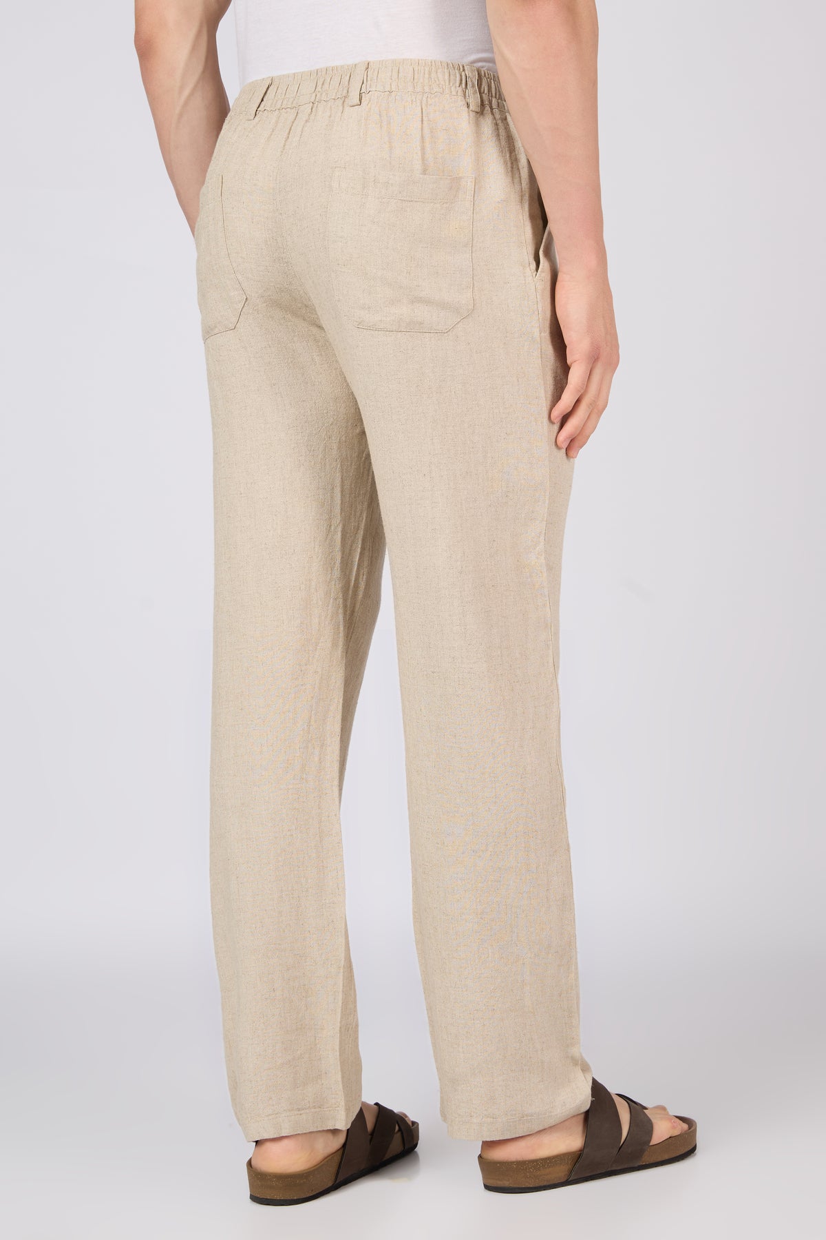 Themis Linen-style 100% Cotton Straight Fit Beige Pants