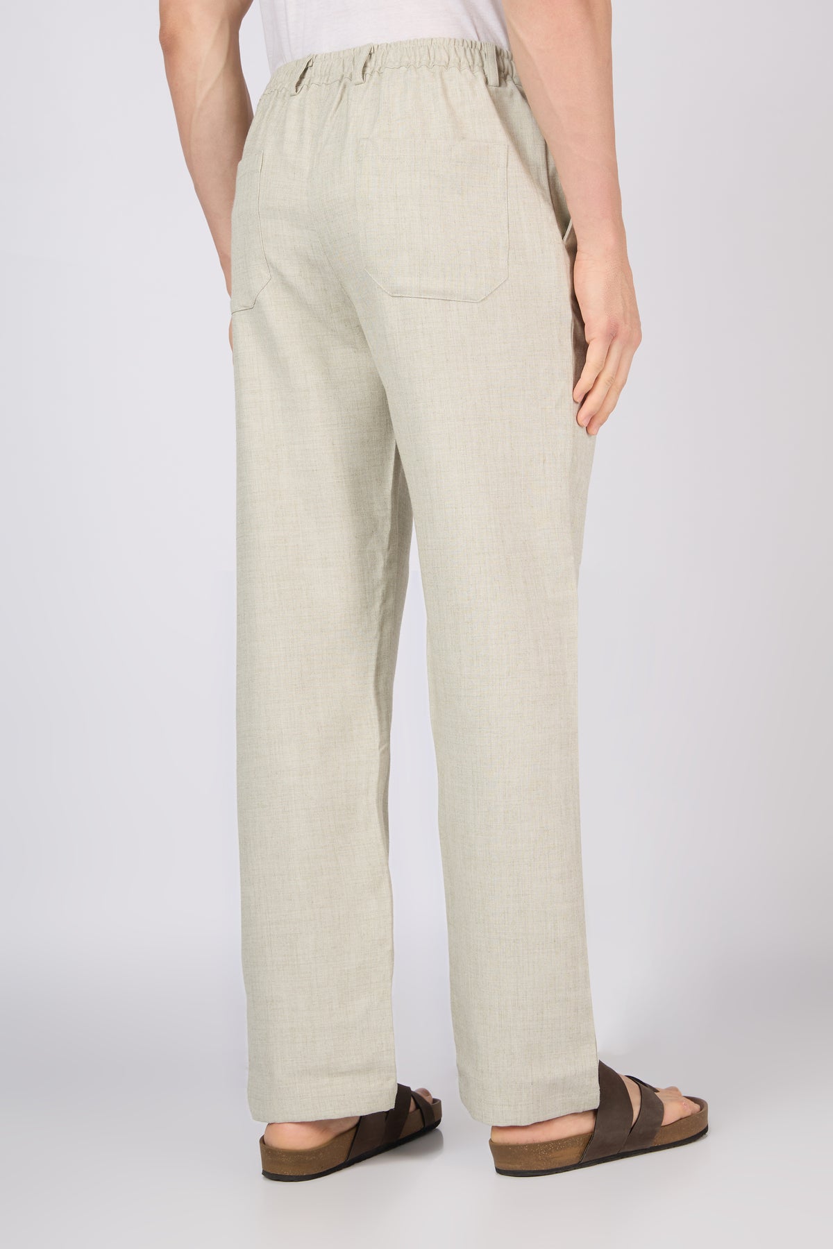 Marina Linen-style 100% Cotton Straight Fit Oatmeal Pants