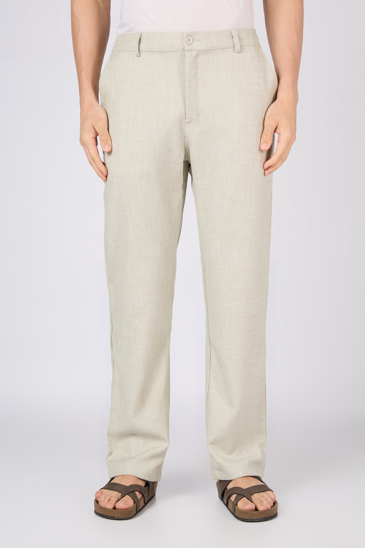 Marina Linen-style 100% Cotton Straight Fit Oatmeal Pants