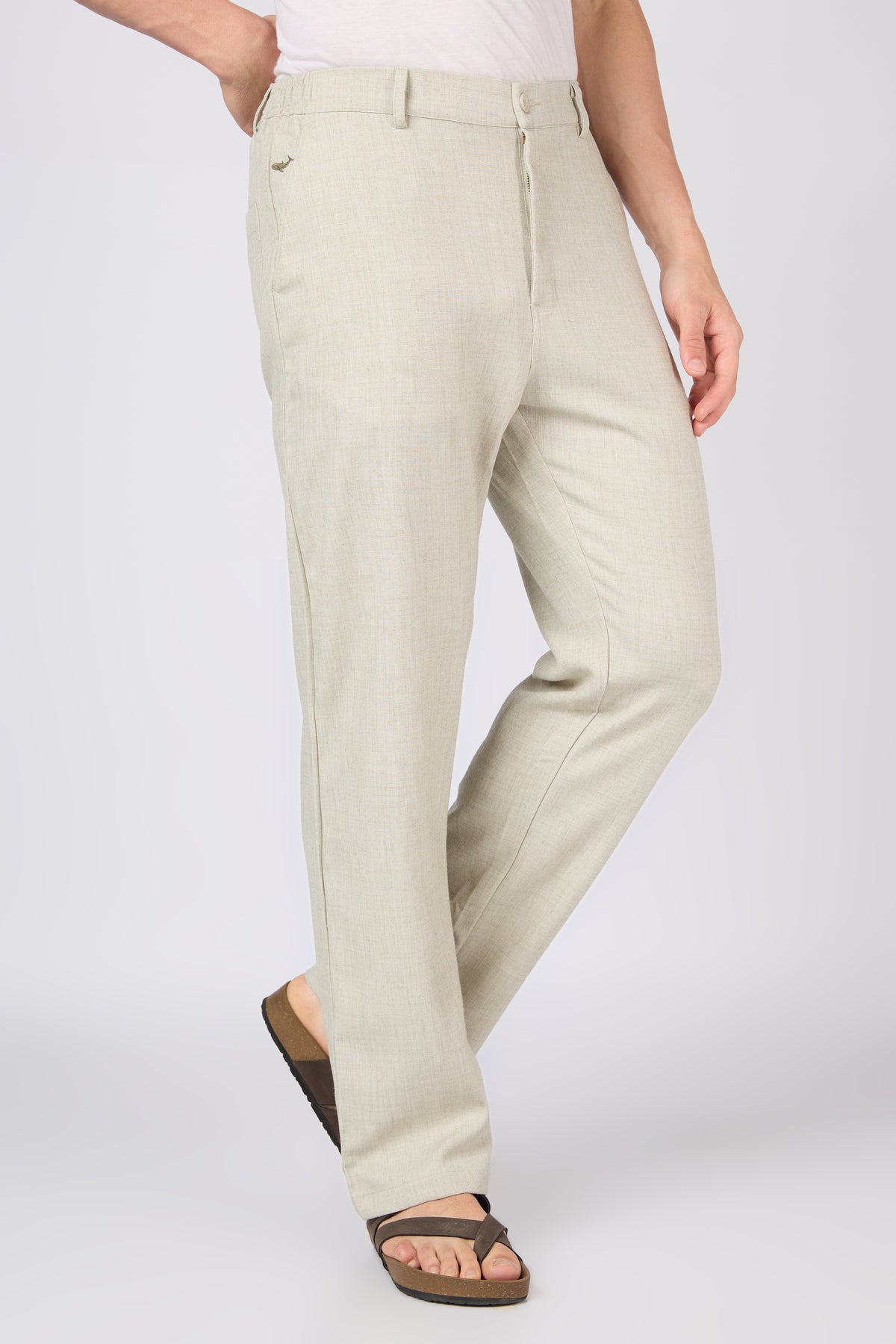 Marina Linen-style 100% Cotton Straight Fit Oatmeal Pants