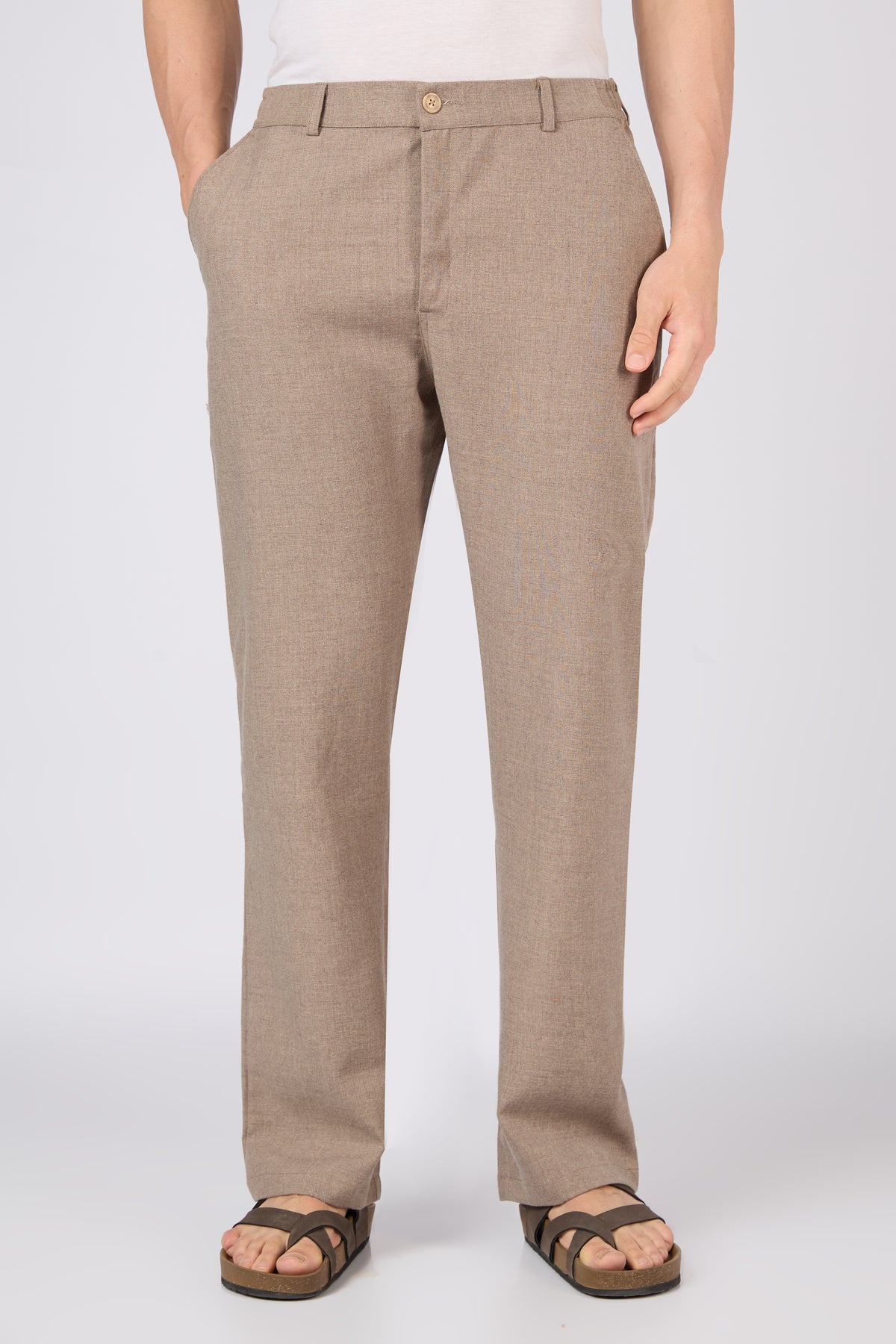 Artemis Linen-style 100% Cotton Straight Fit Brown Pants