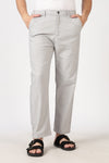 Cove Melange Linen-Style 100% Cotton Straight Fit Light Grey Textured Pant
