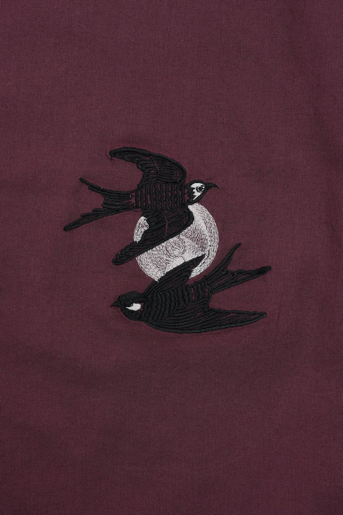 The Swallow Cotton Regular Fit Plum Embroidered Shirt