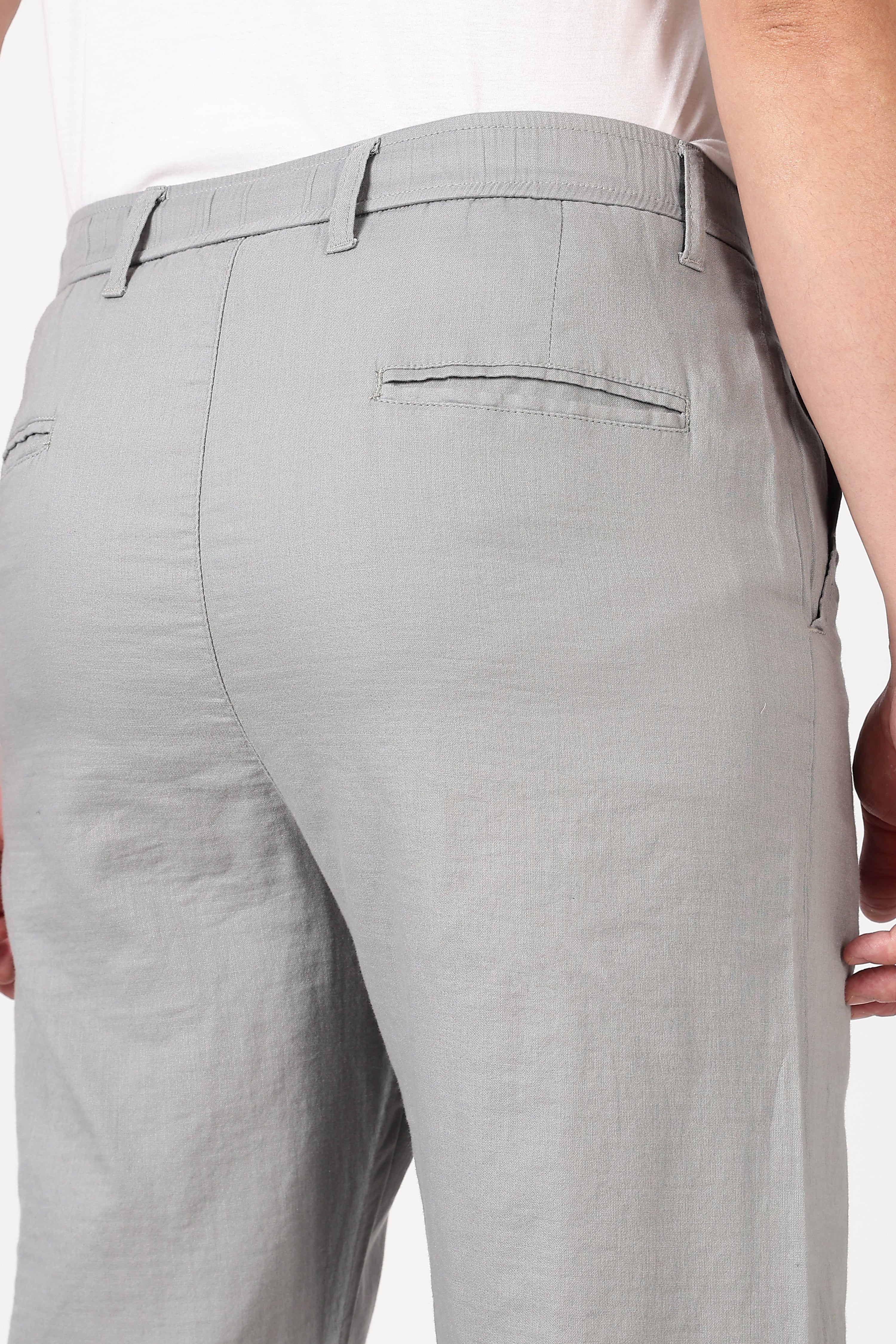 Linen-style 100% Cotton Straight Fit Grey Pant