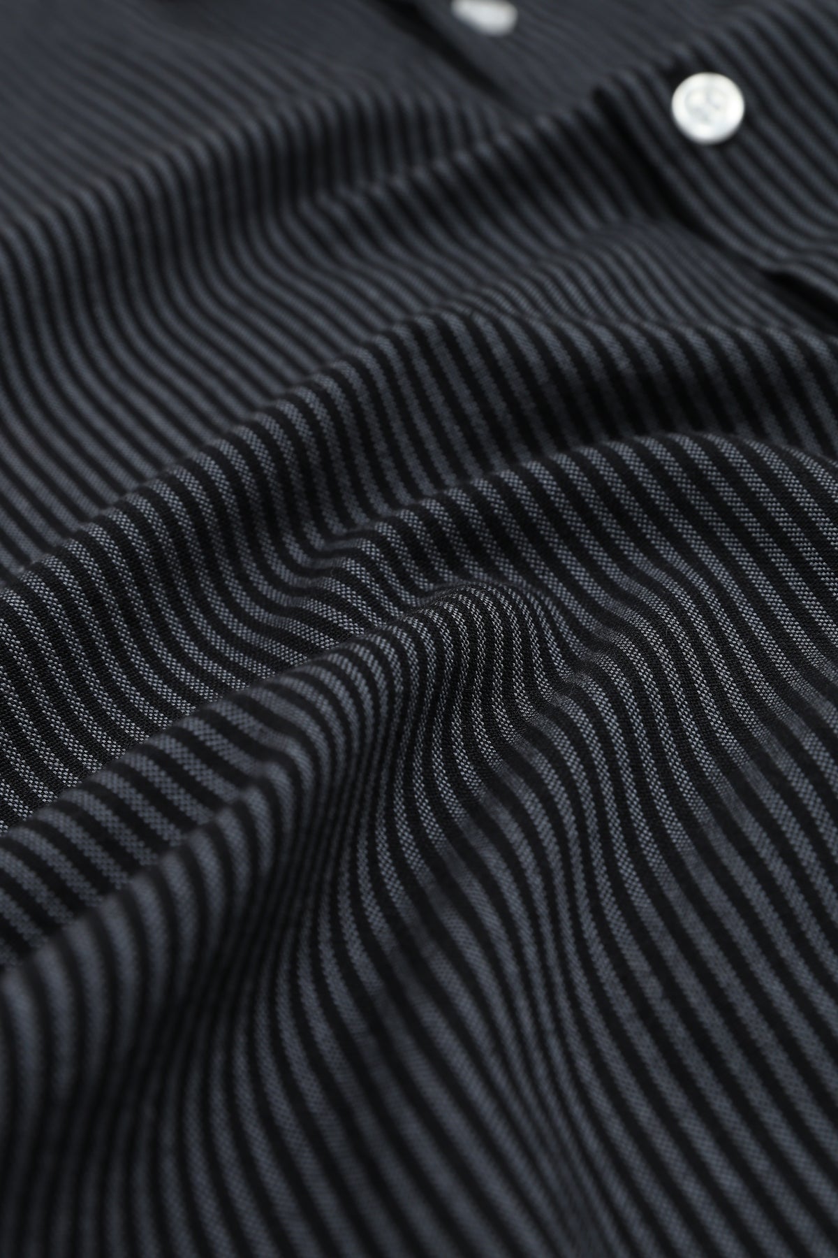 Ocean Voyage Cotton Regular Fit Pinstripe Black Embroidered Shirt