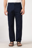 Linen-style 100% Cotton Straight Fit Navy Blue Pant