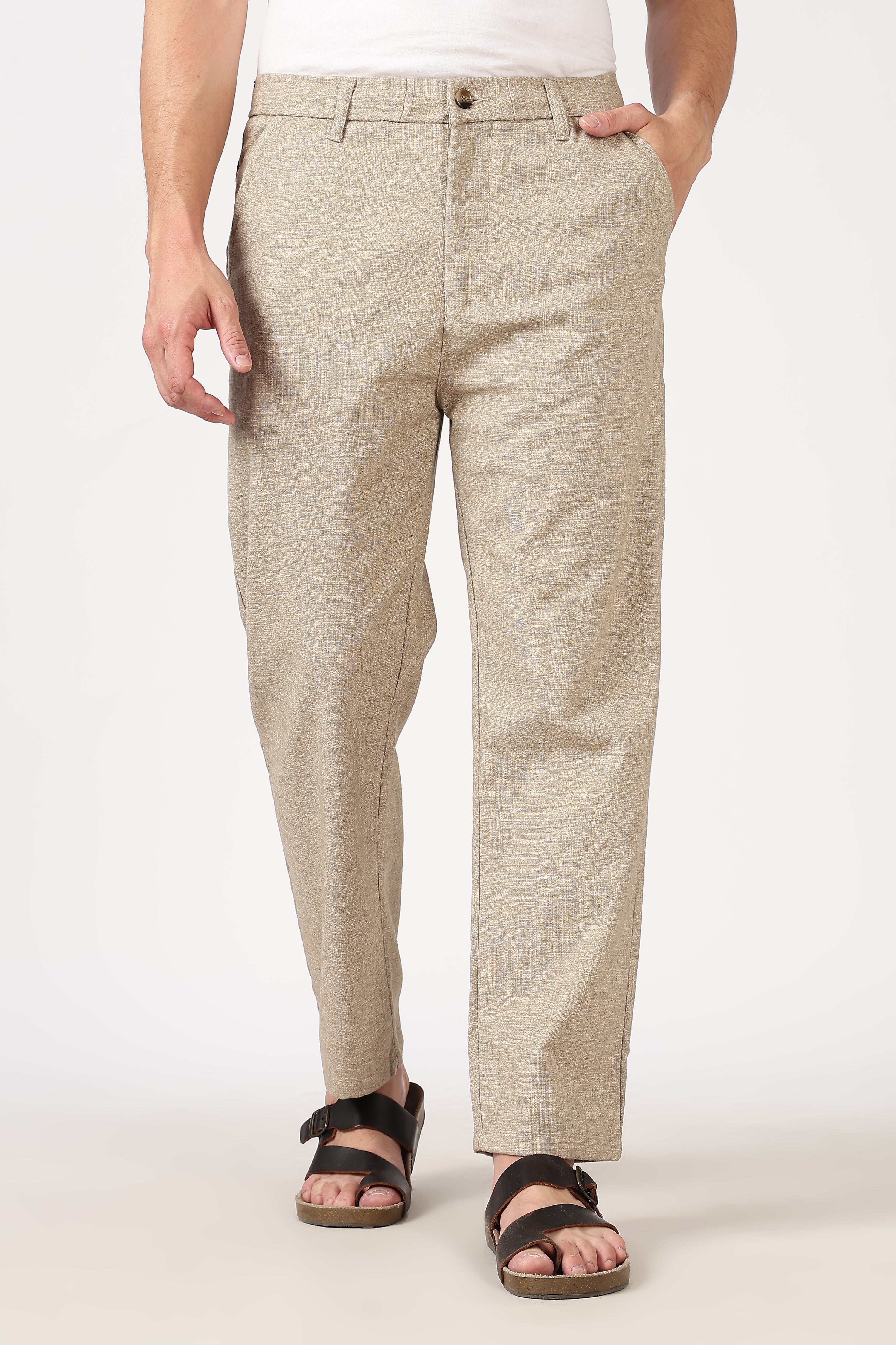 Linen-style 100% Cotton Straight Fit Khaki Pant