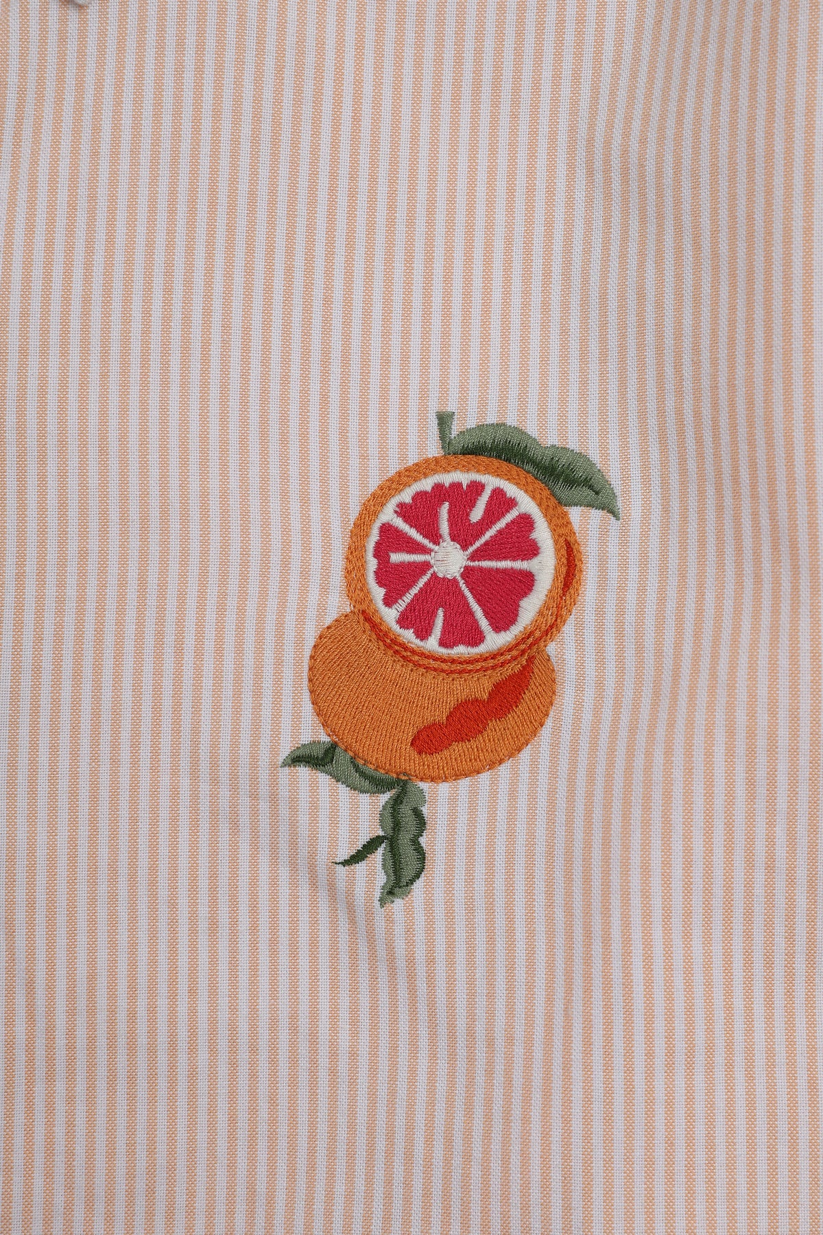Citrus Bloom Cotton Regular Fit Peach Striped Shirt