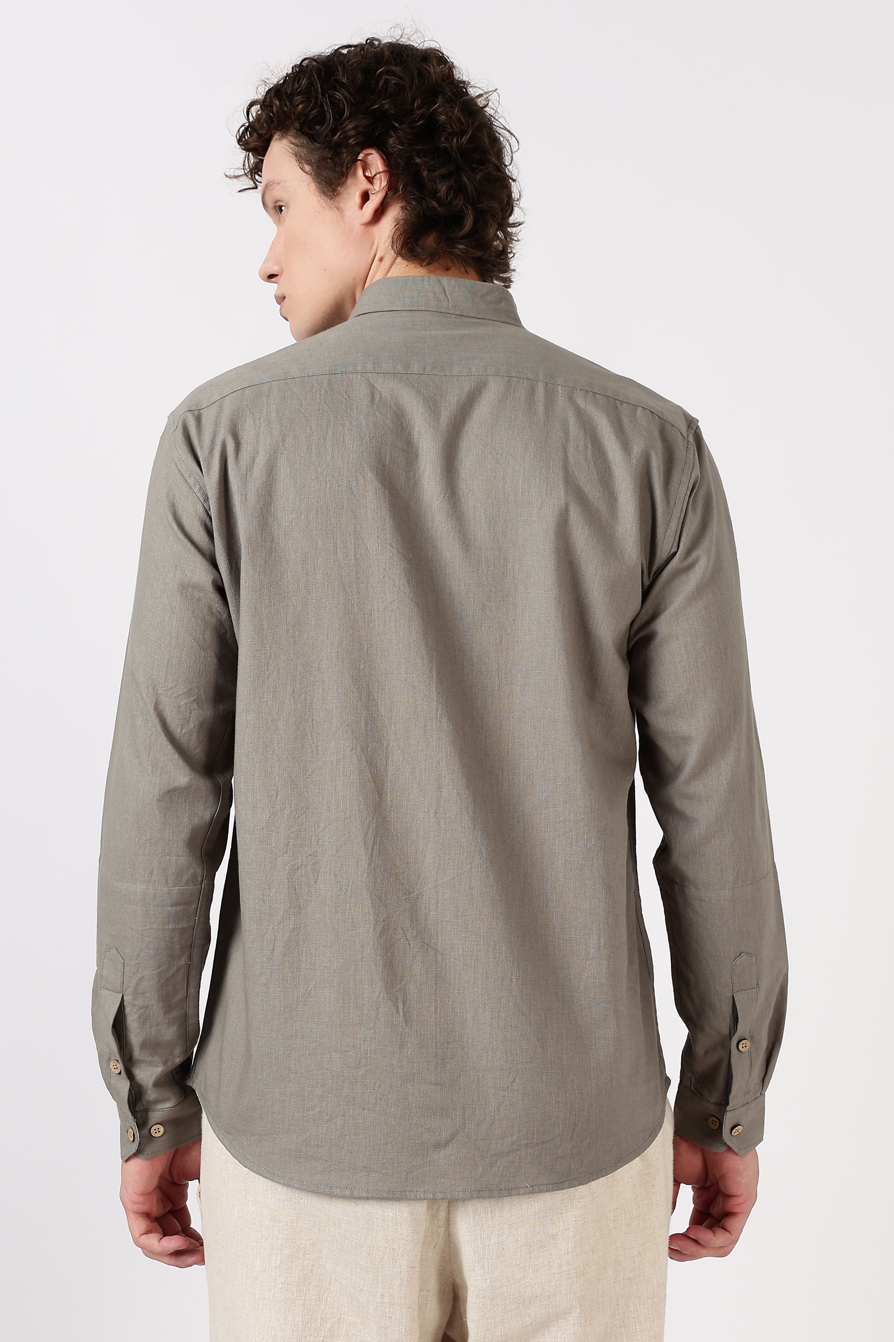 Fine Count Cotton Regular Fit Grey Embroidered Shirt