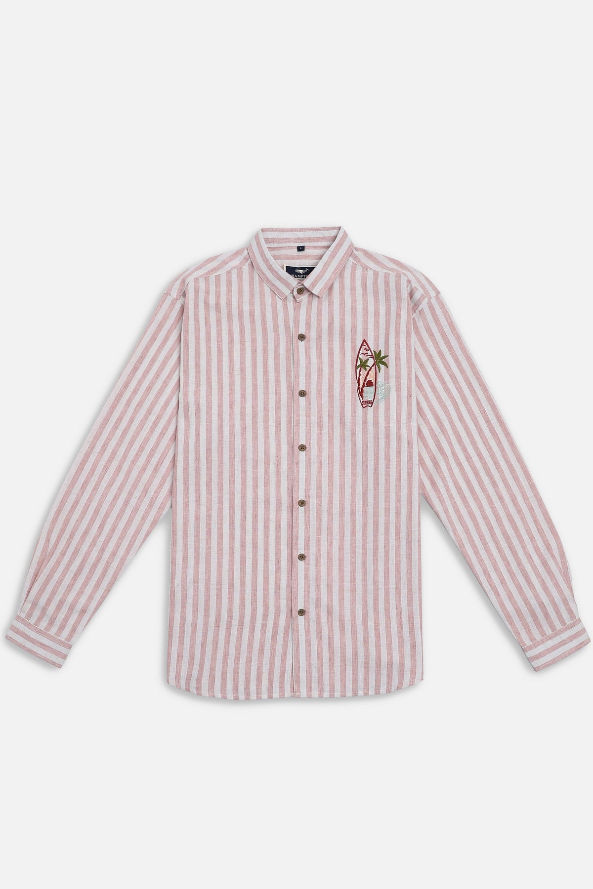 Coastal Reverie Cotton Regular Fit Pink Striped Shirt